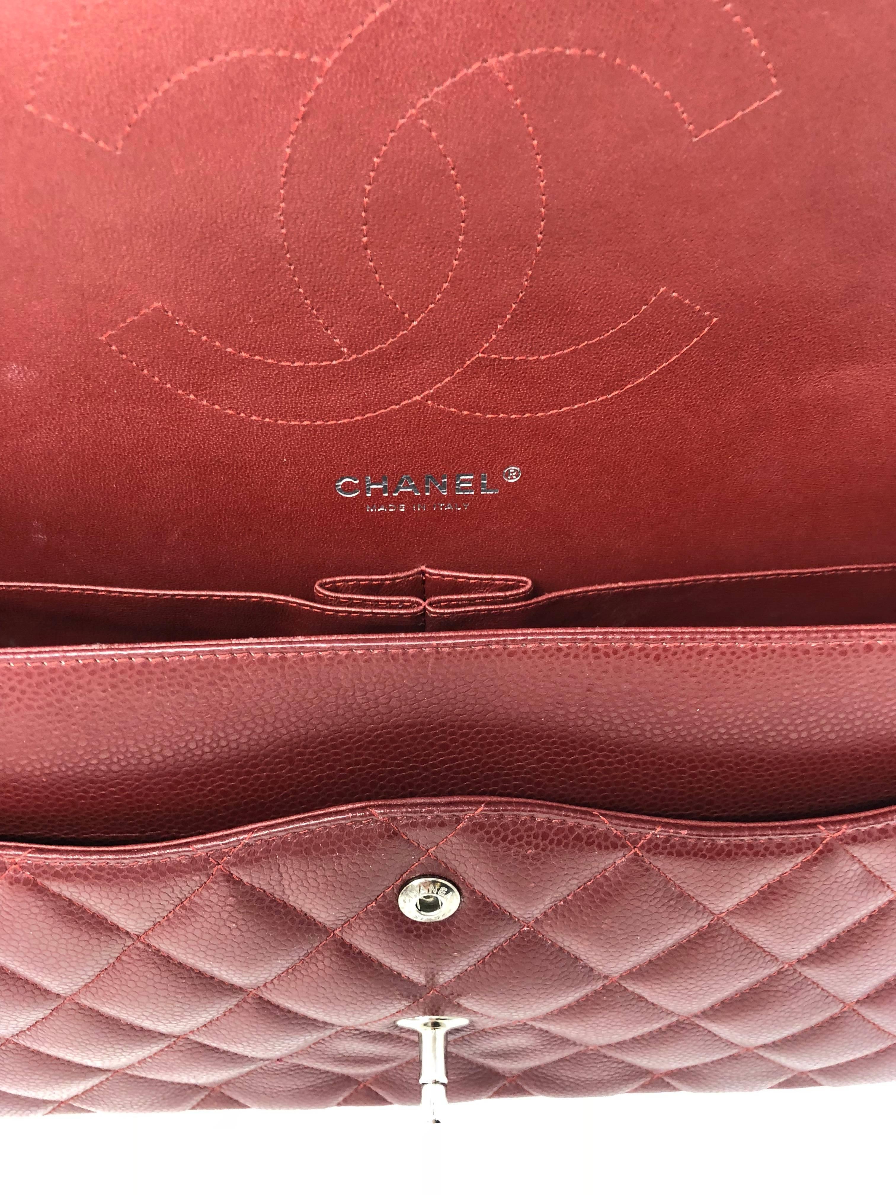 Chanel Burgundy Caviar Jumbo Bag 3