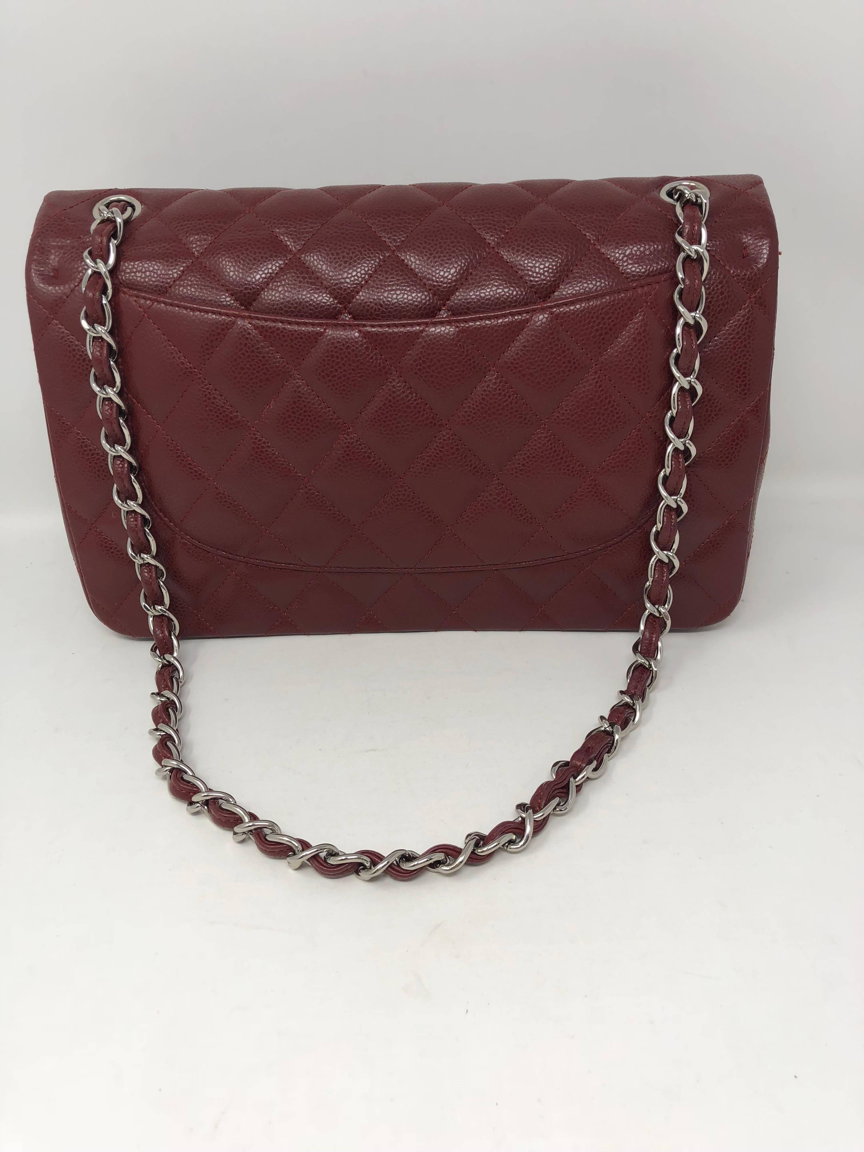 Chanel Burgundy Caviar Jumbo Bag In Excellent Condition In Athens, GA