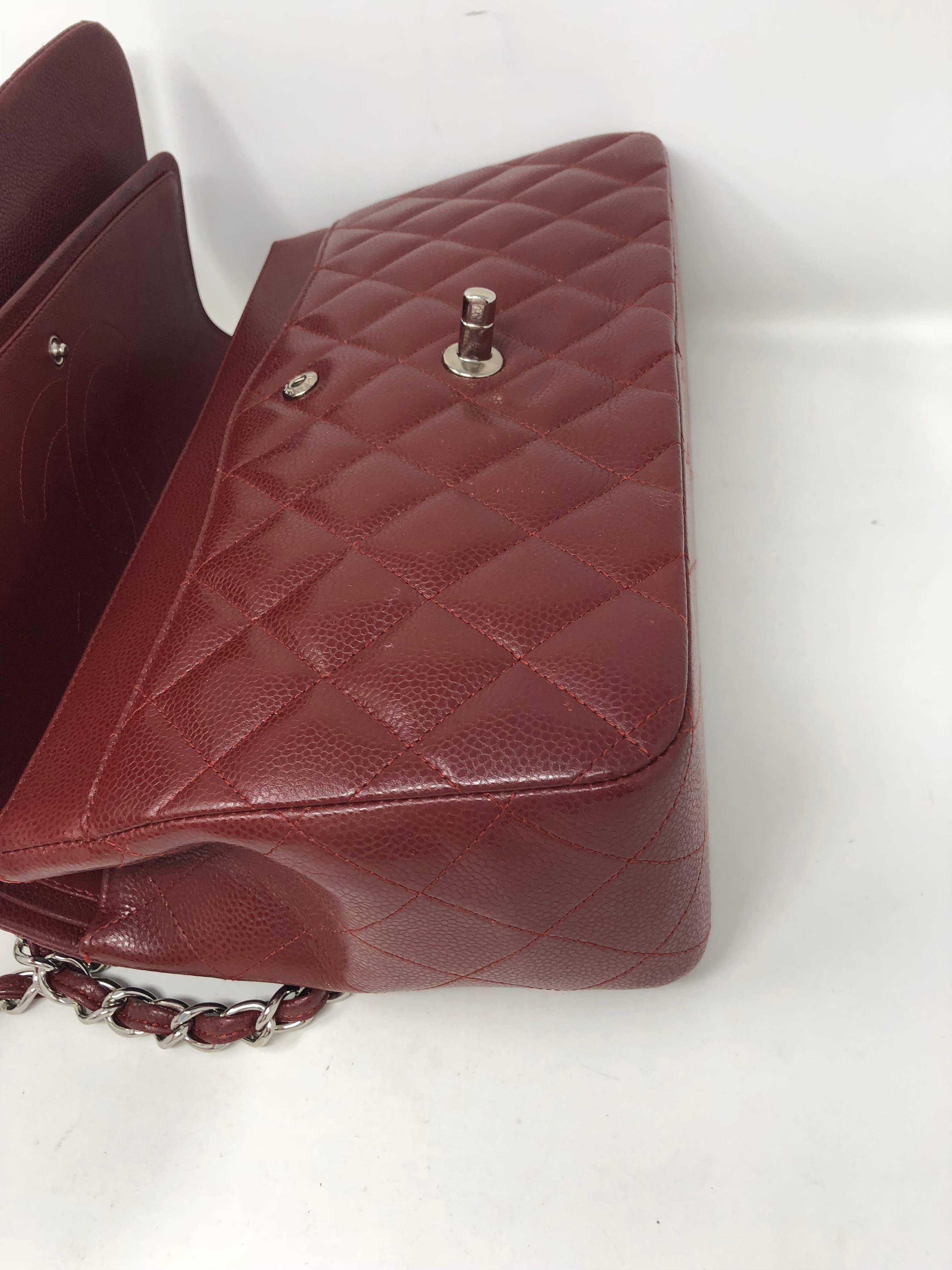 Chanel Burgundy Caviar Jumbo Bag 5