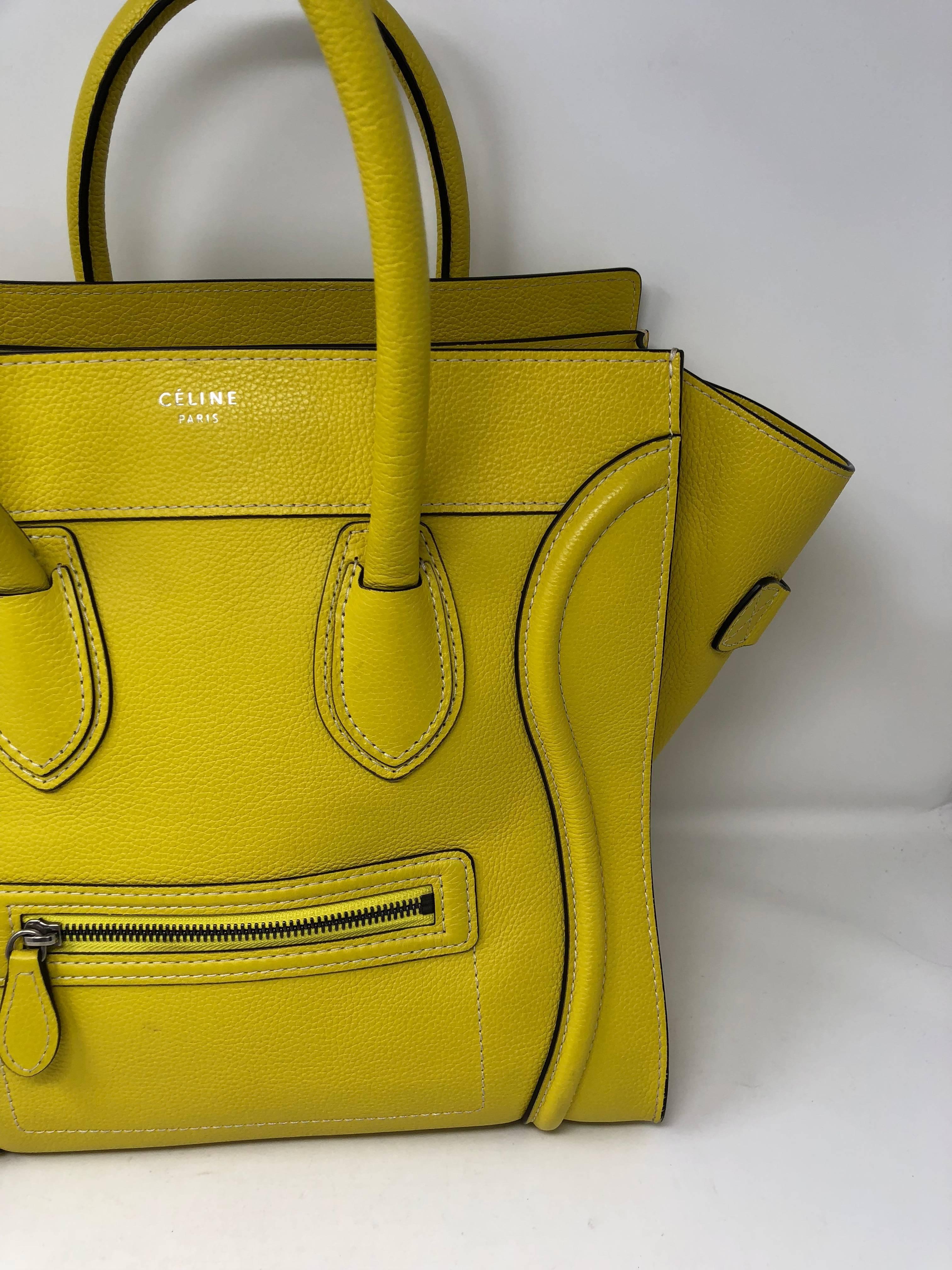 Celine lemon yellow Mini Luggage. Good condition has some wear on corners. Inside is clean. Guaranteed authentic. 