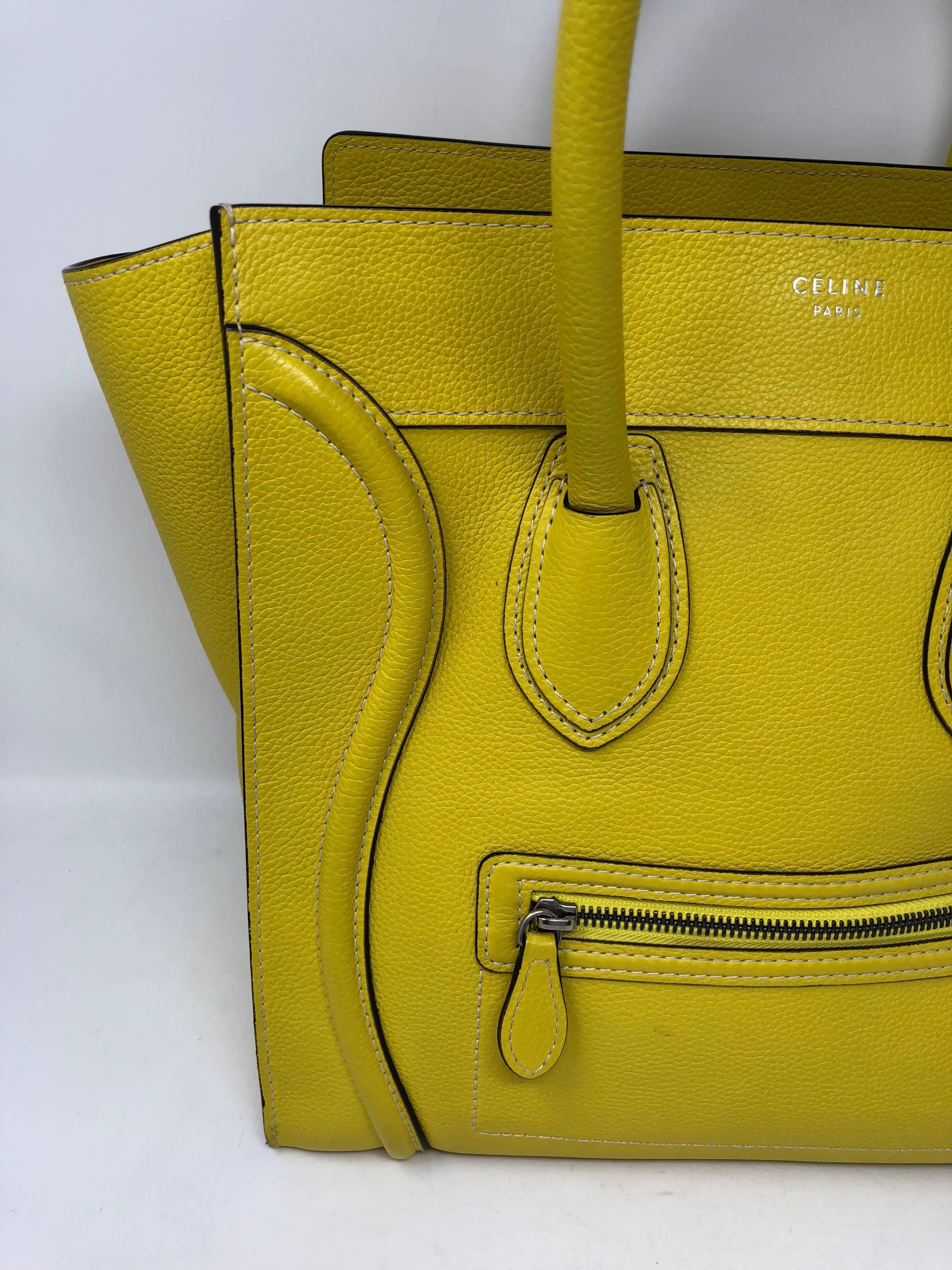 Celine Yellow Mini Luggage In Good Condition In Athens, GA