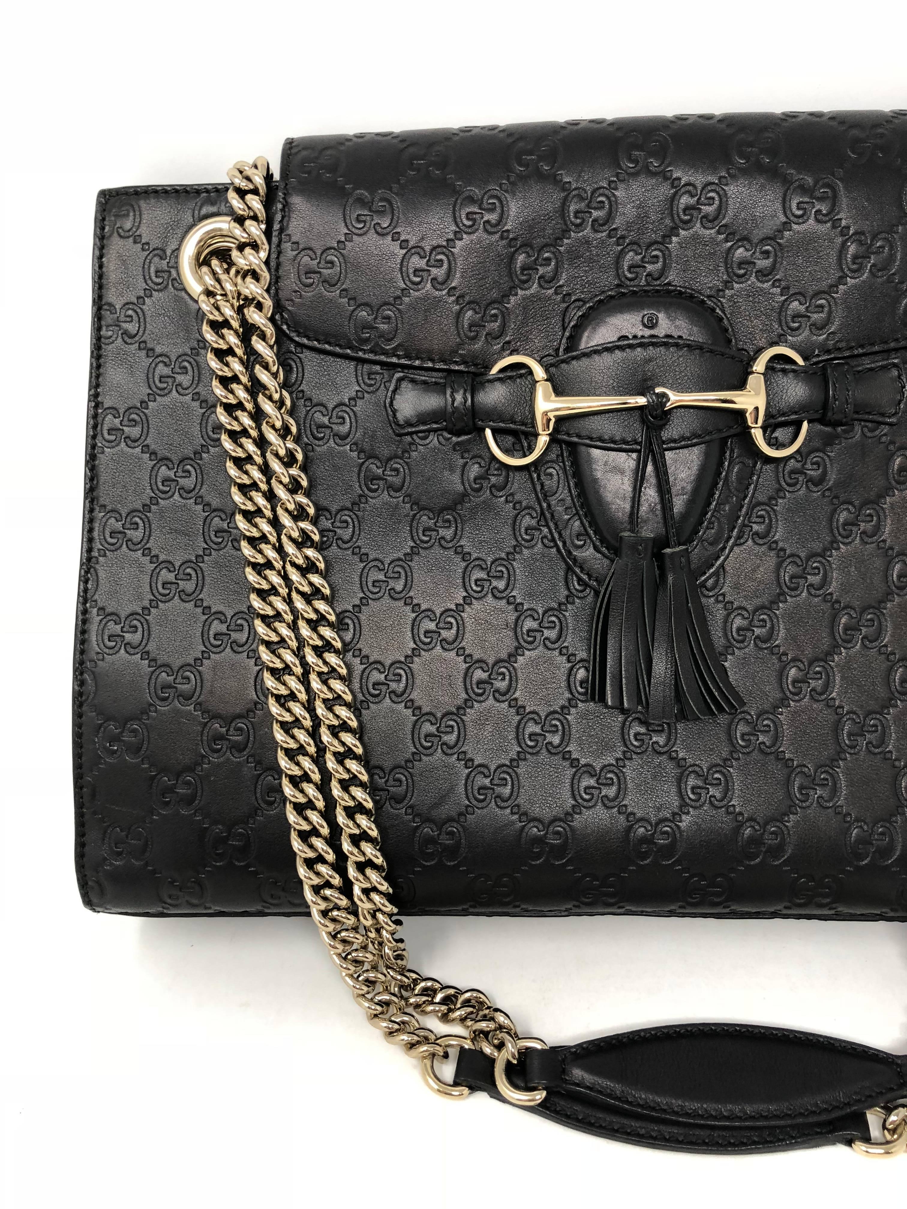Black Gucci Guccissima Large Emily Chain Shoulder Bag 