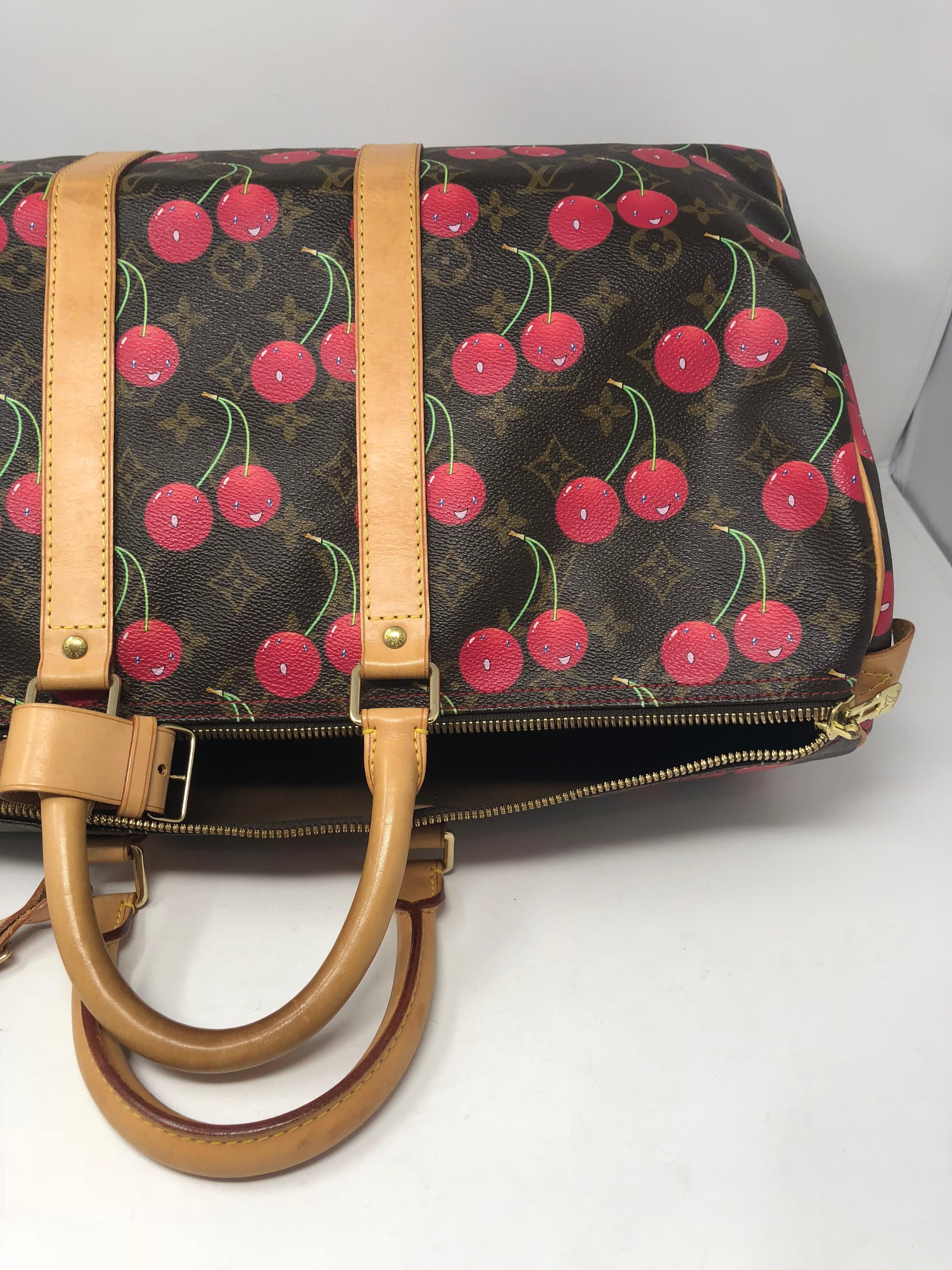 Women's or Men's Louis Vuitton Monogram Cerises Cherry Keepall 45 Travel Bag