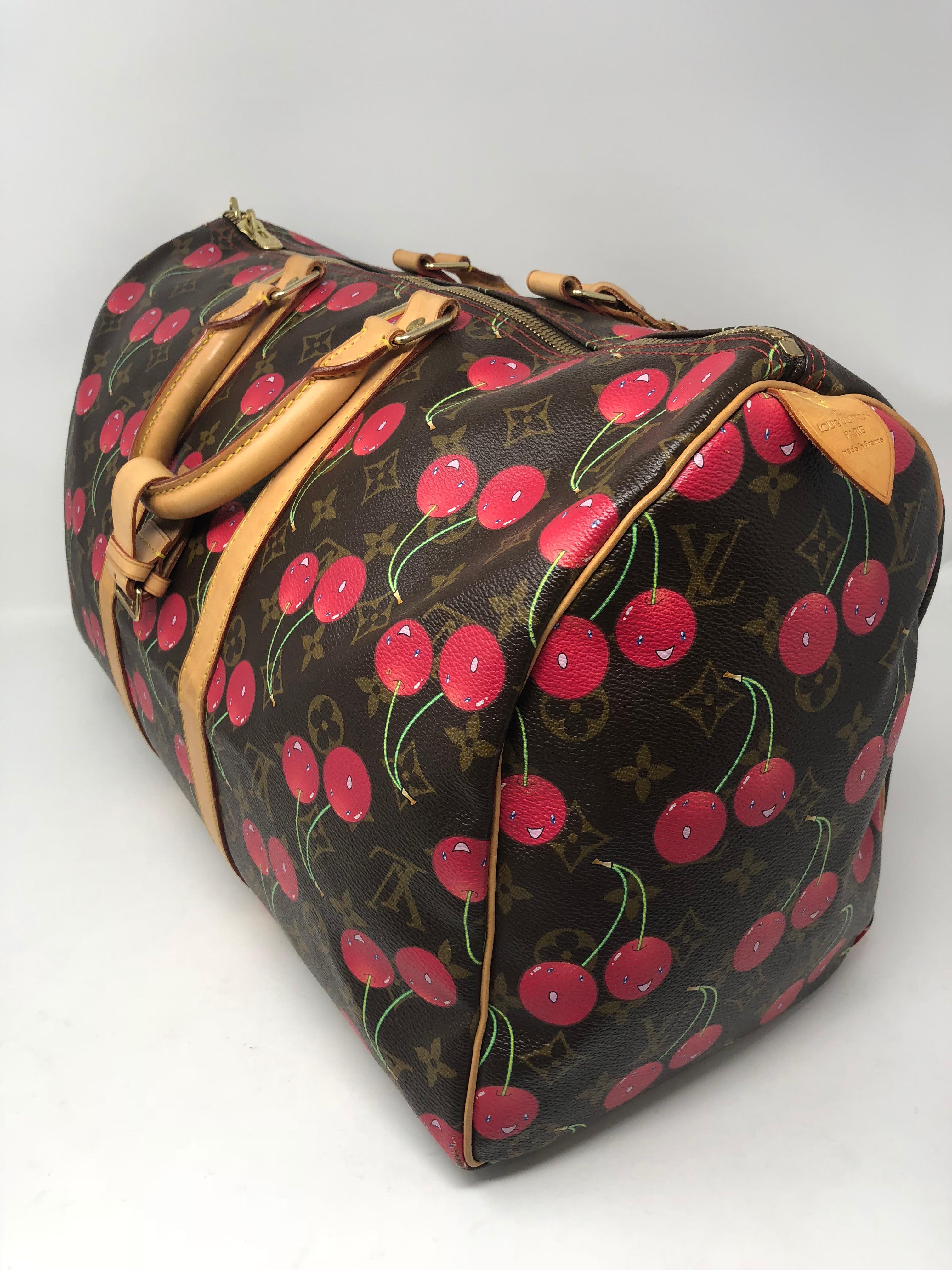 Black Louis Vuitton Monogram Cerises Cherry Keepall 45 Travel Bag