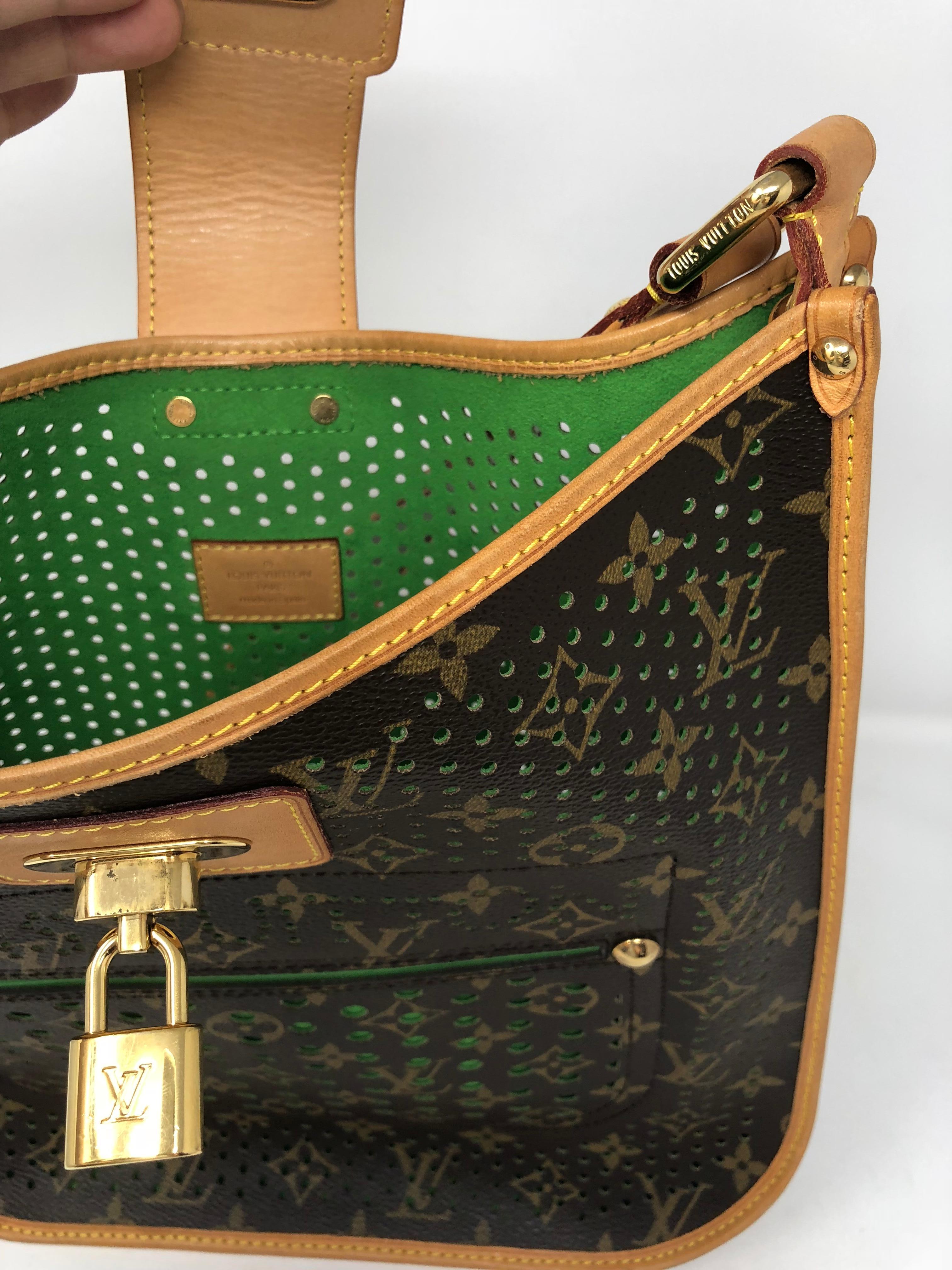 Women's or Men's Louis Vuitton Monogram Perforated Musette Green Crossbody Bag