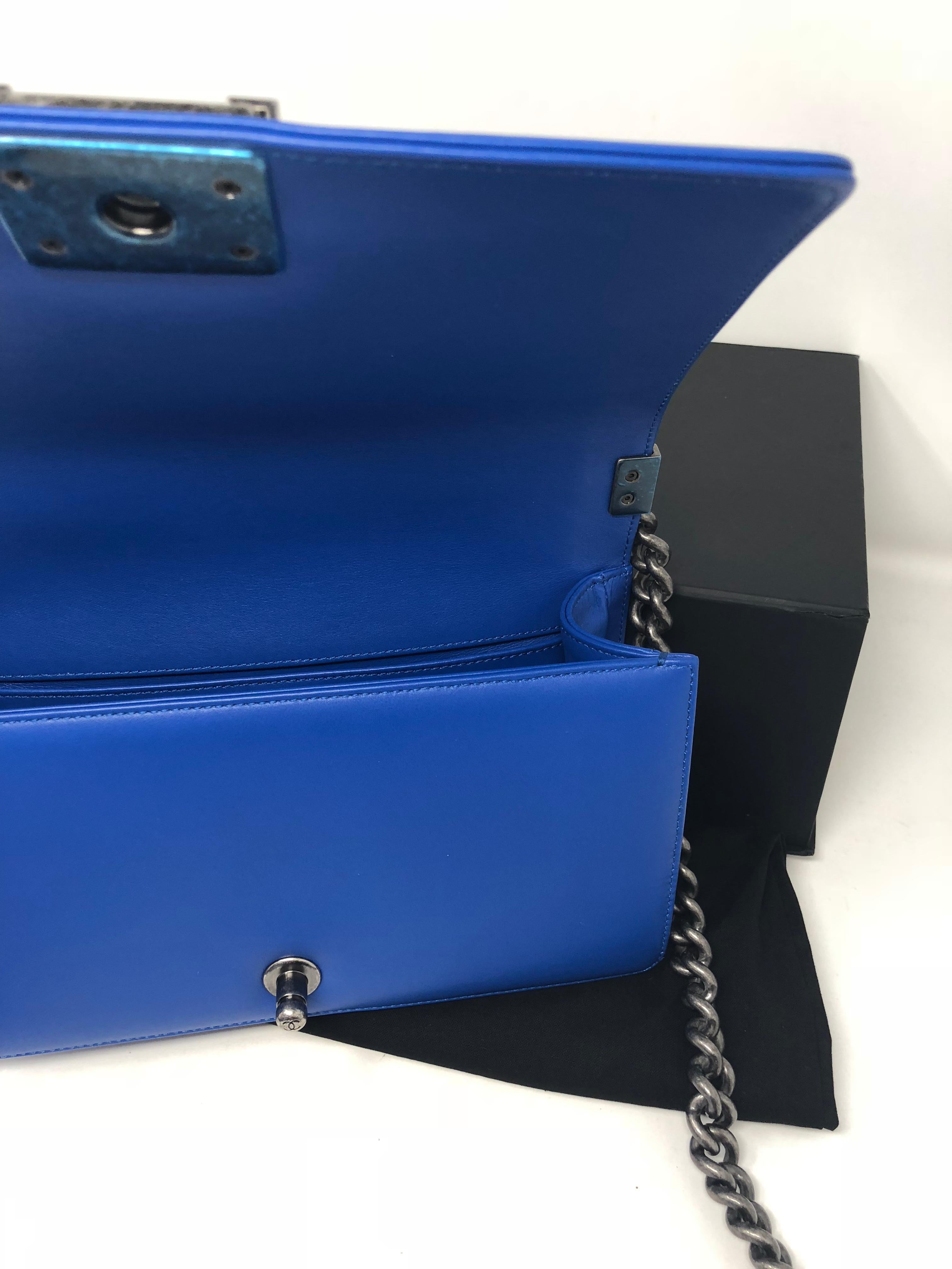 Women's or Men's Chanel Blue Alligator Boy Bag