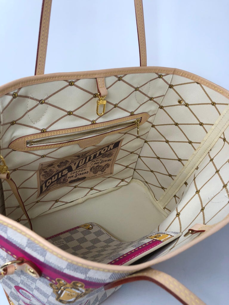 Louis Vuitton MIAMI Summer Trunks Damier Azur Neverfull MM POCHETTE Bag  Tote NEW