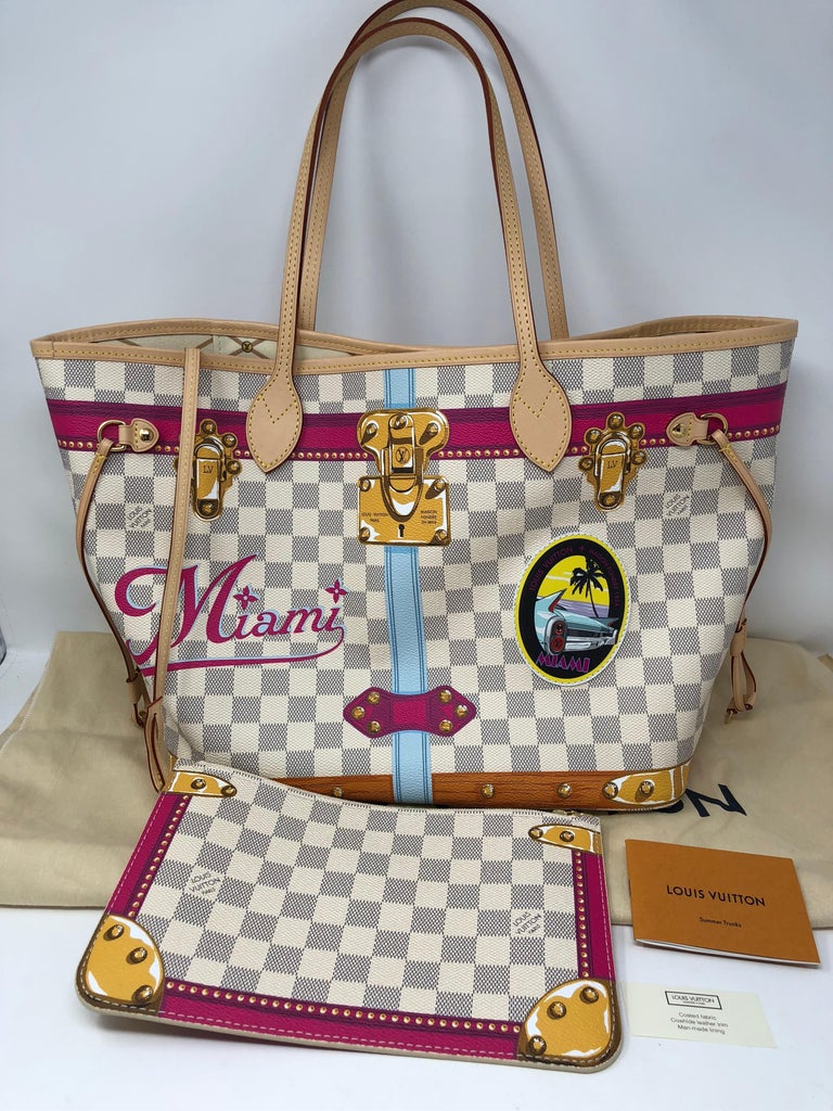 Louis Vuitton Miami Special Trunks Neverfull MM Damier Azur Bag at 1stdibs