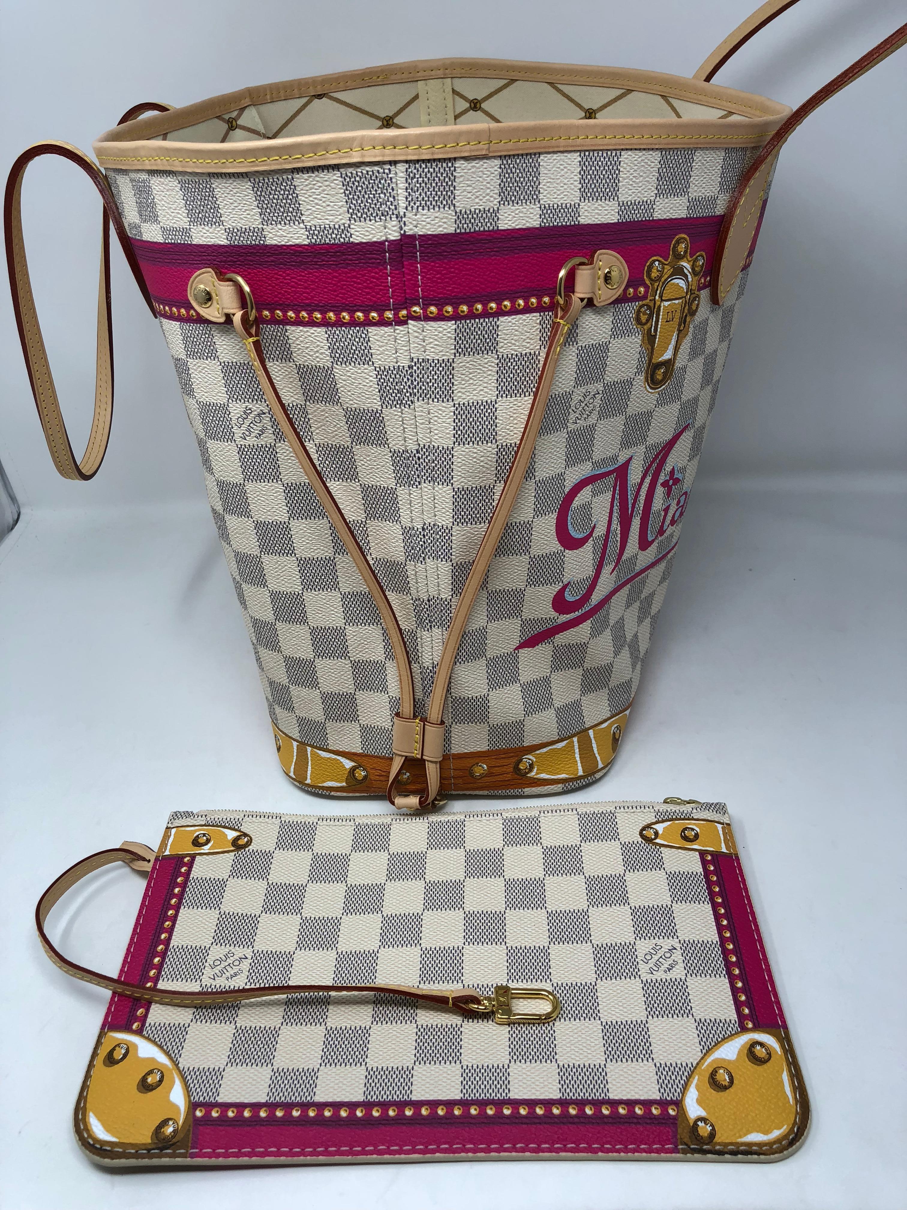 Louis Vuitton Miami Special Trunks Neverfull MM Damier Azur Bag 8