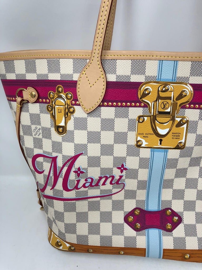 Louis Vuitton Miami Special Trunks Neverfull MM Damier Azur Bag at 1stDibs