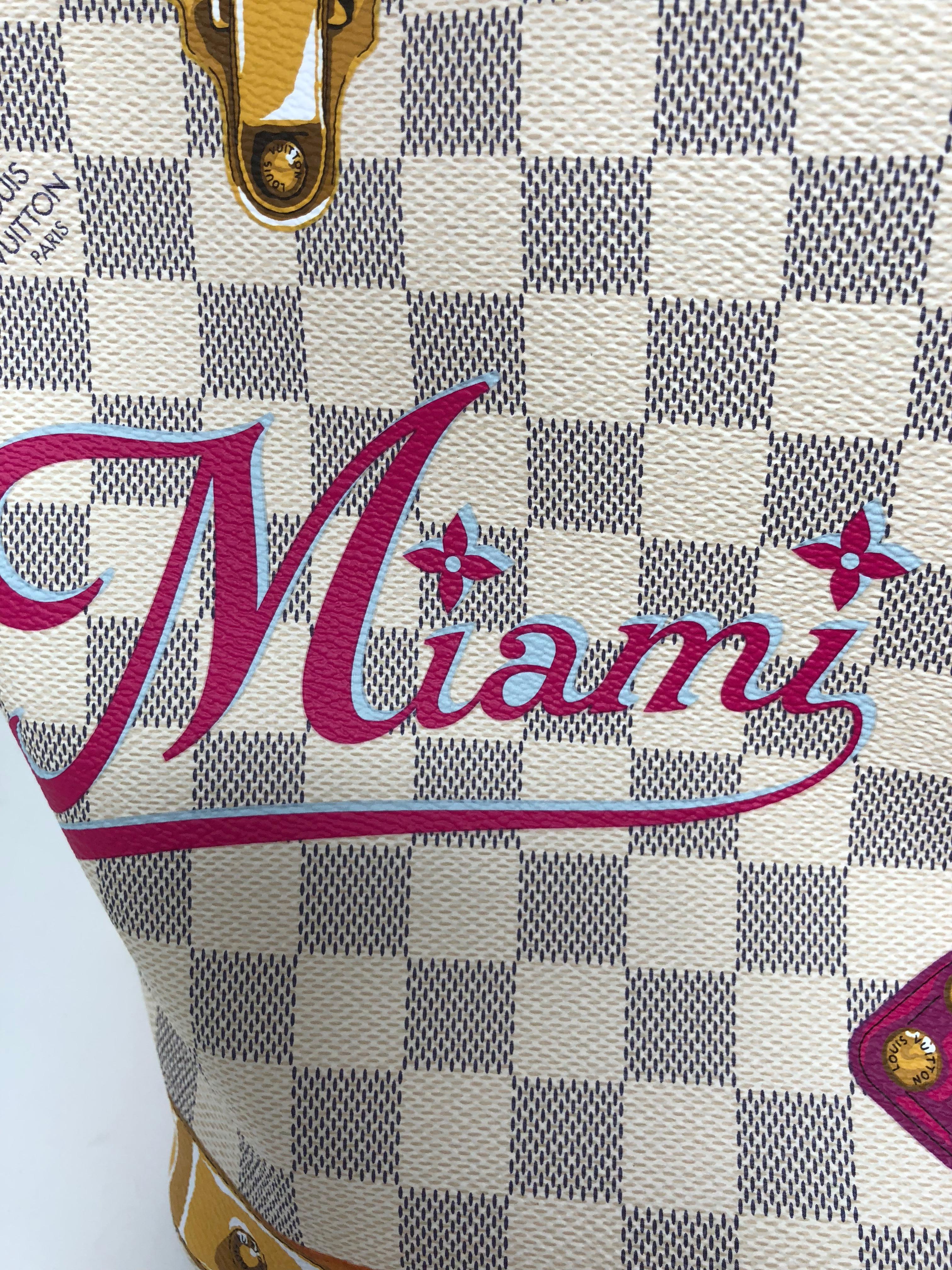 Women's or Men's Louis Vuitton Miami Special Trunks Neverfull MM Damier Azur Bag