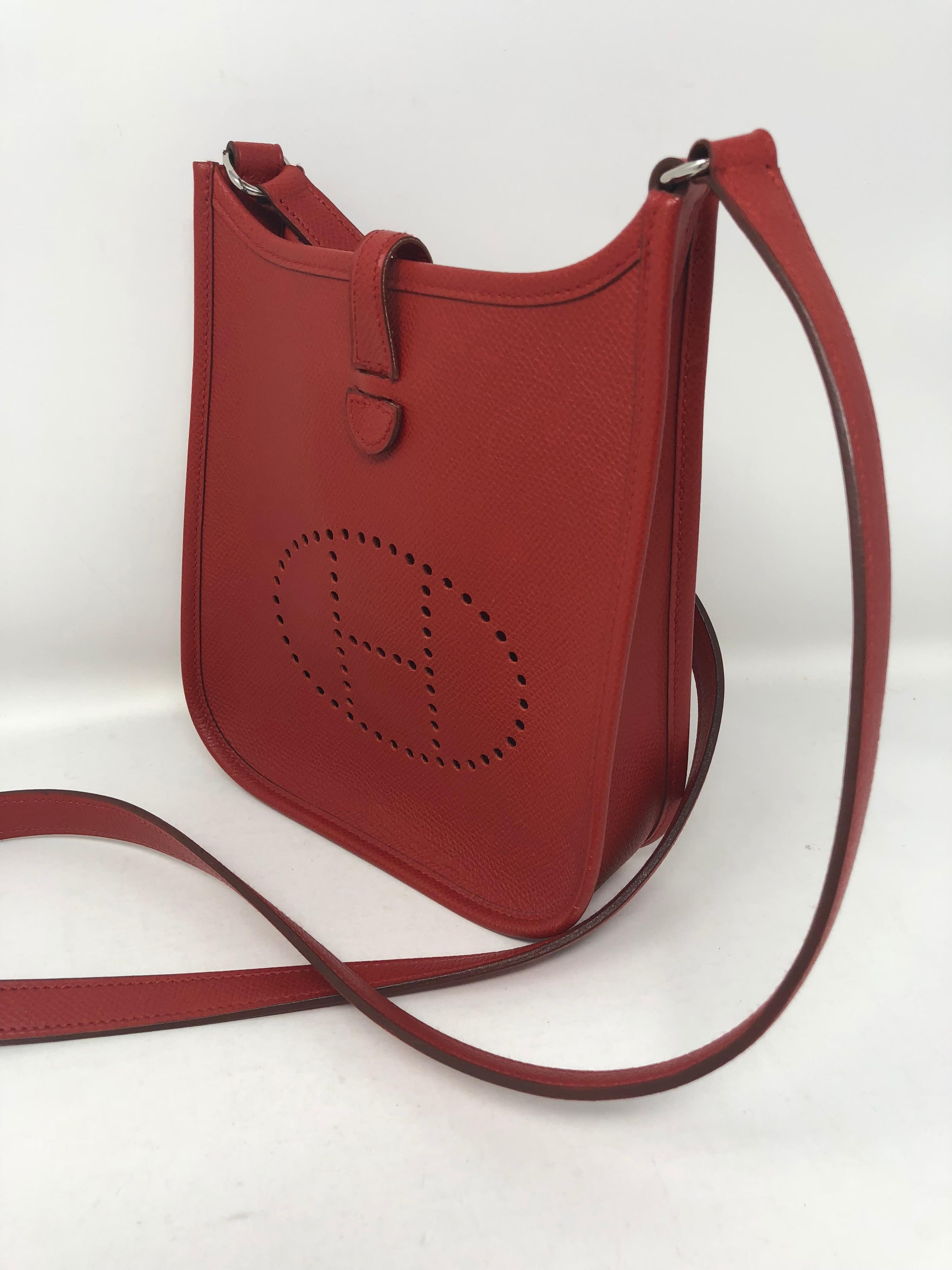 Hermes Red Evelyne TPM Crossbody Bag In Excellent Condition In Athens, GA