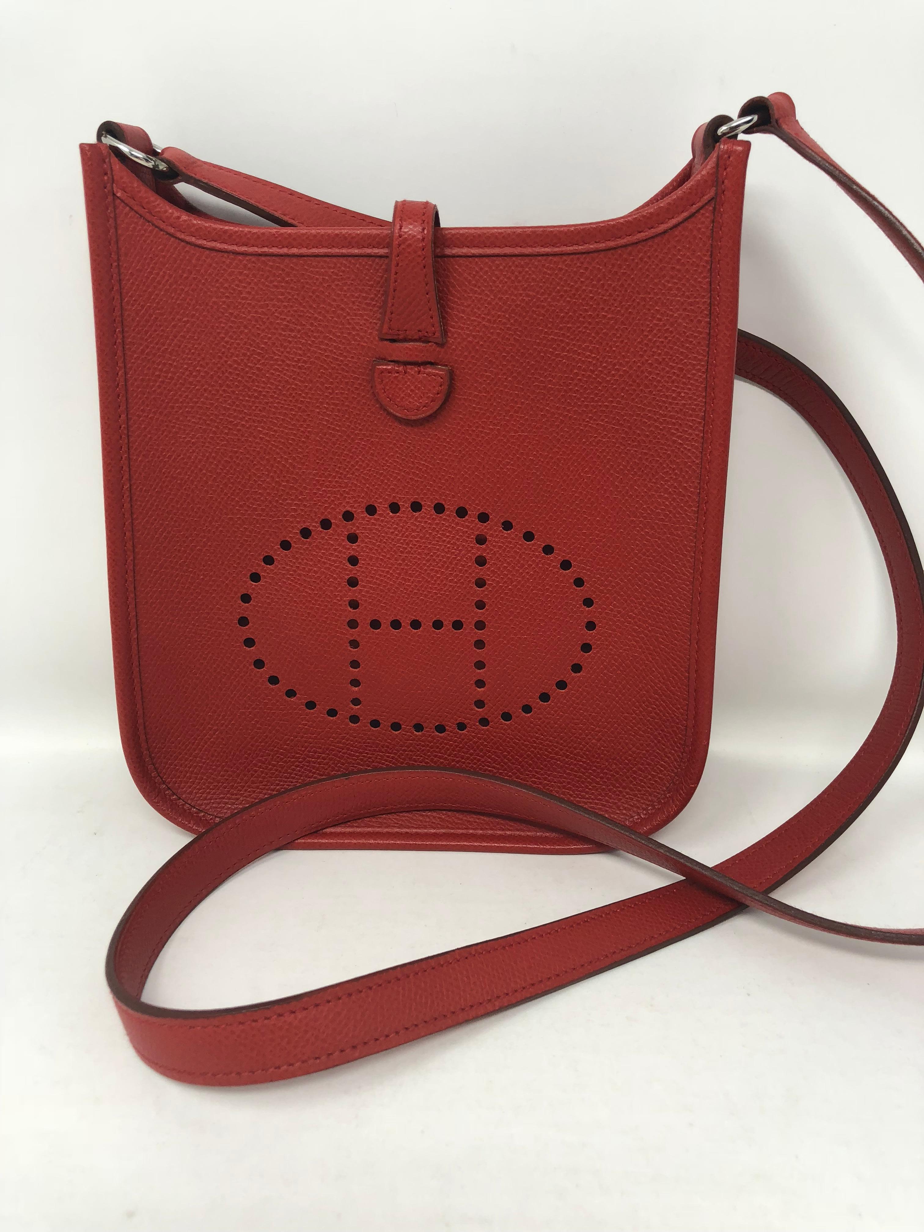 Women's or Men's Hermes Red Evelyne TPM Crossbody Bag