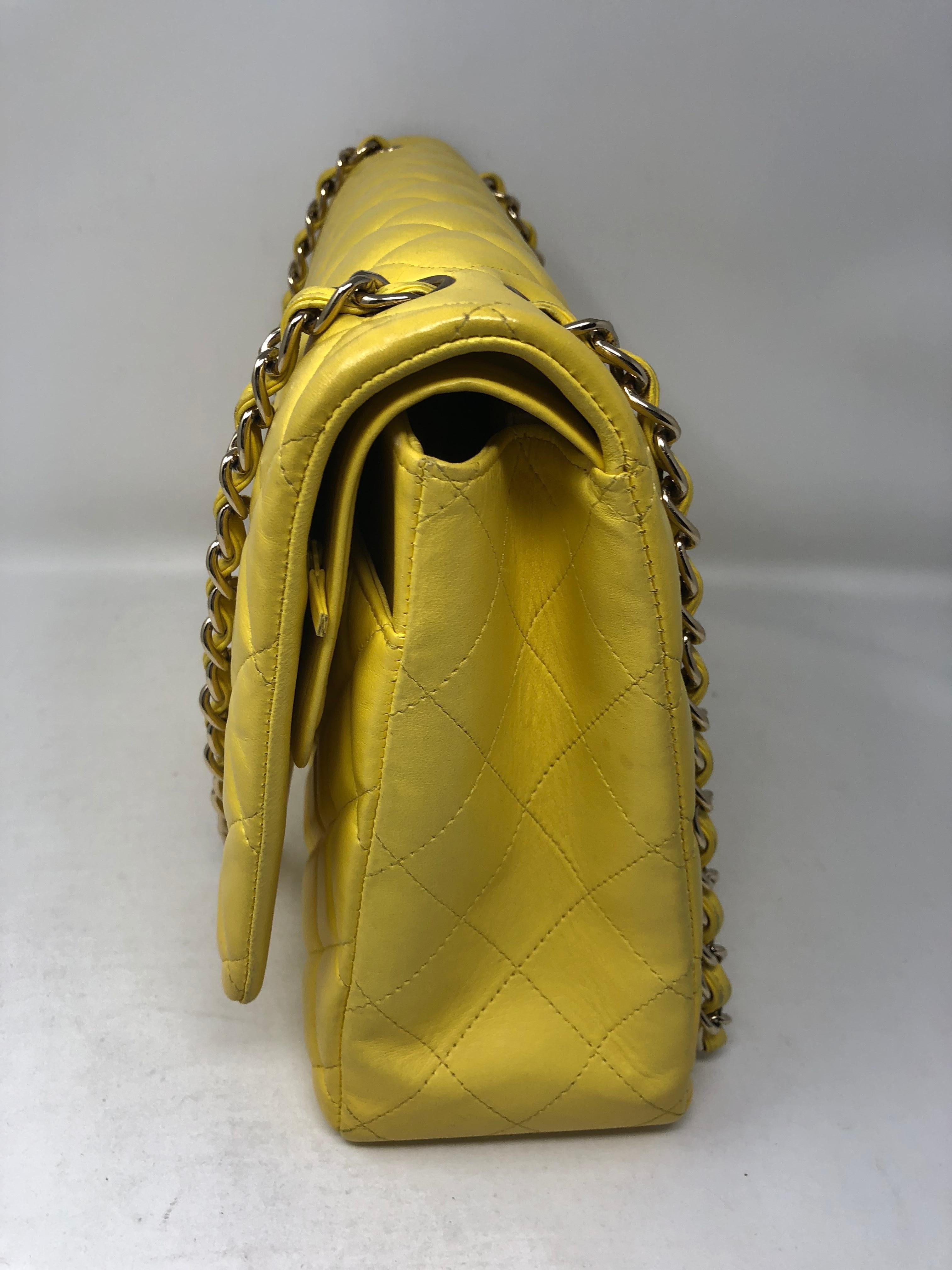 Chanel Yellow Maxi Double Flap Lambskin Bag 1