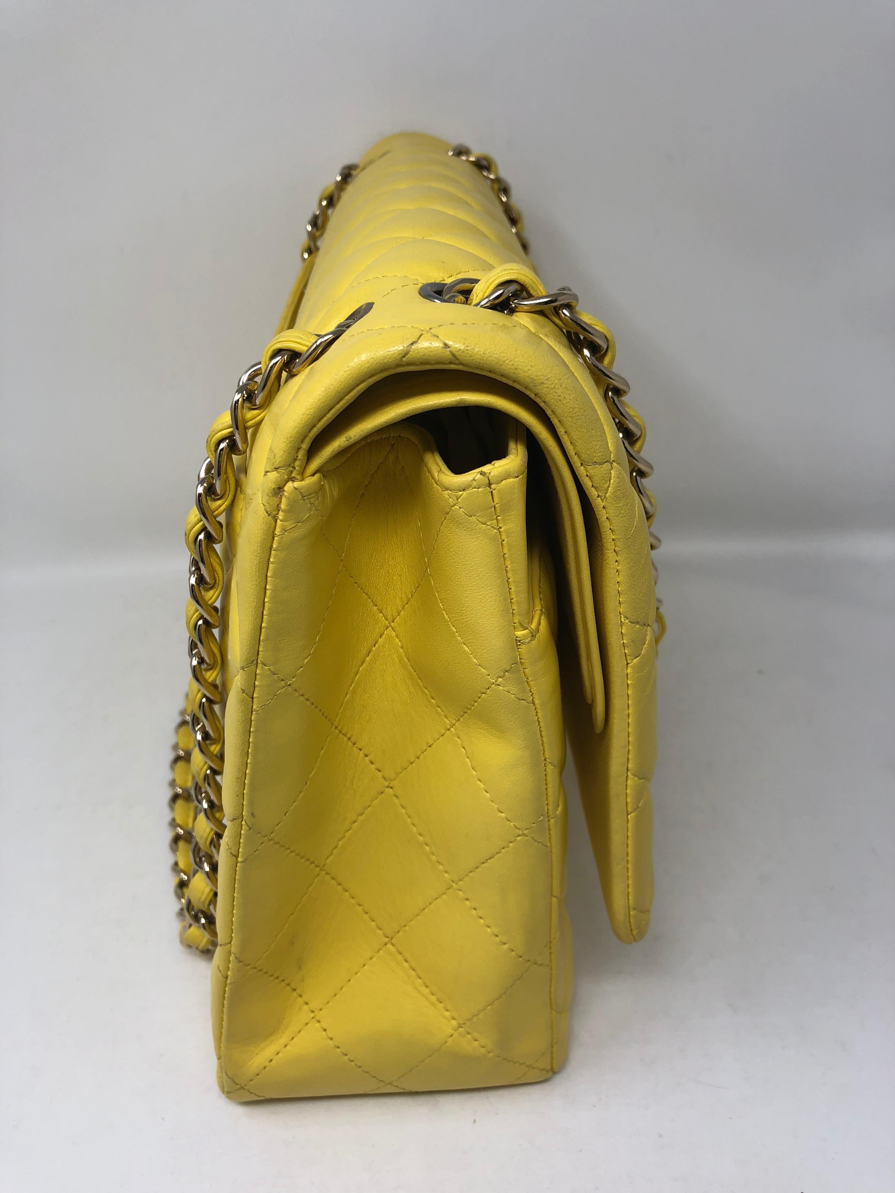 Women's or Men's Chanel Yellow Maxi Double Flap Lambskin Bag