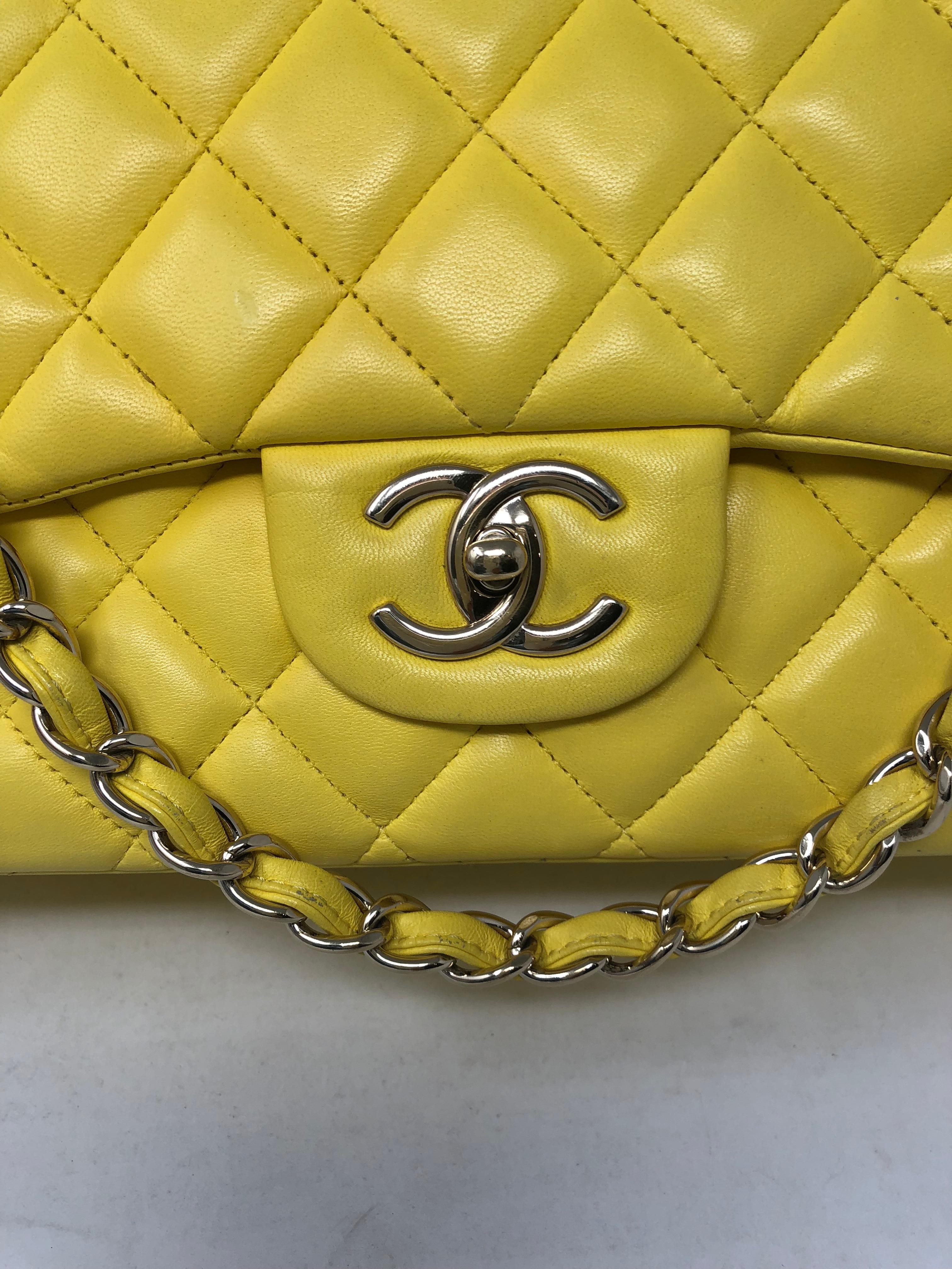 Chanel Yellow Maxi Double Flap Lambskin Bag 4