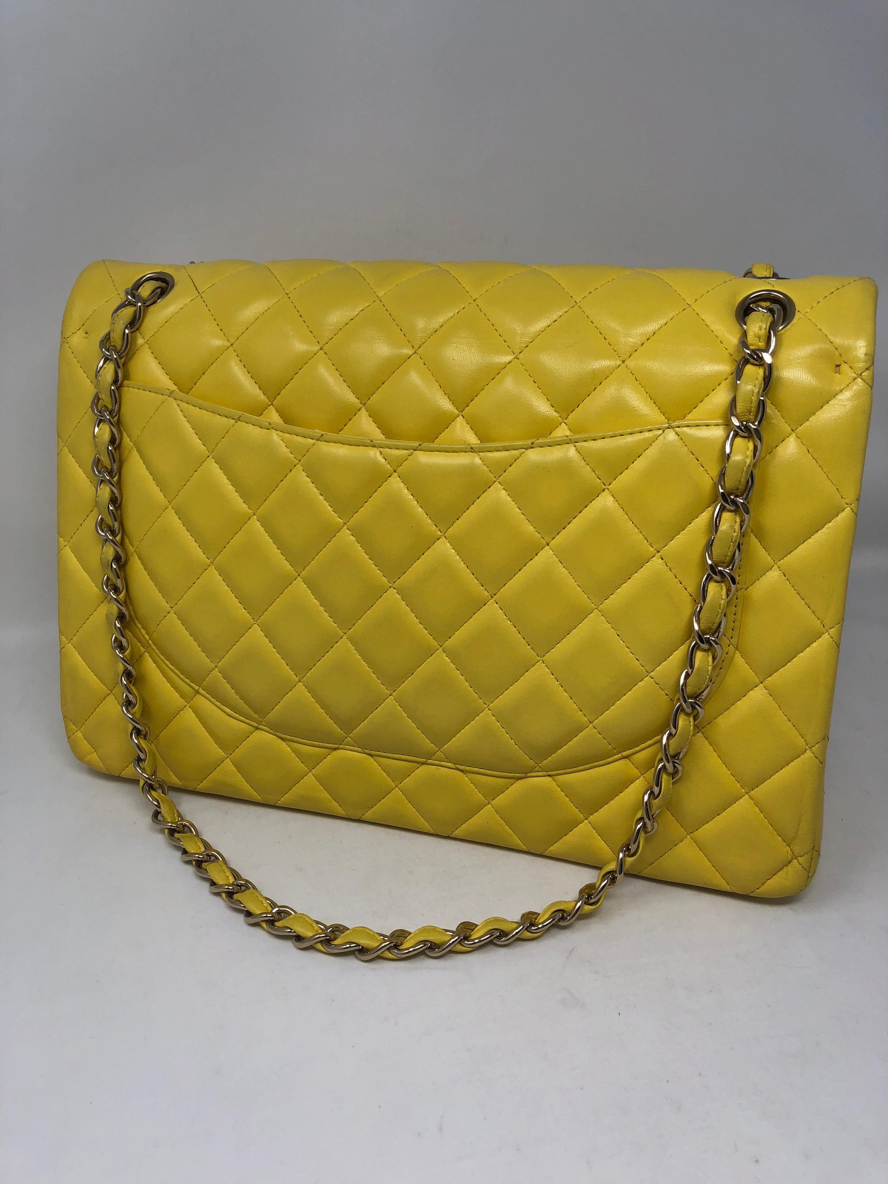 Chanel Yellow Maxi Double Flap Lambskin Bag 2