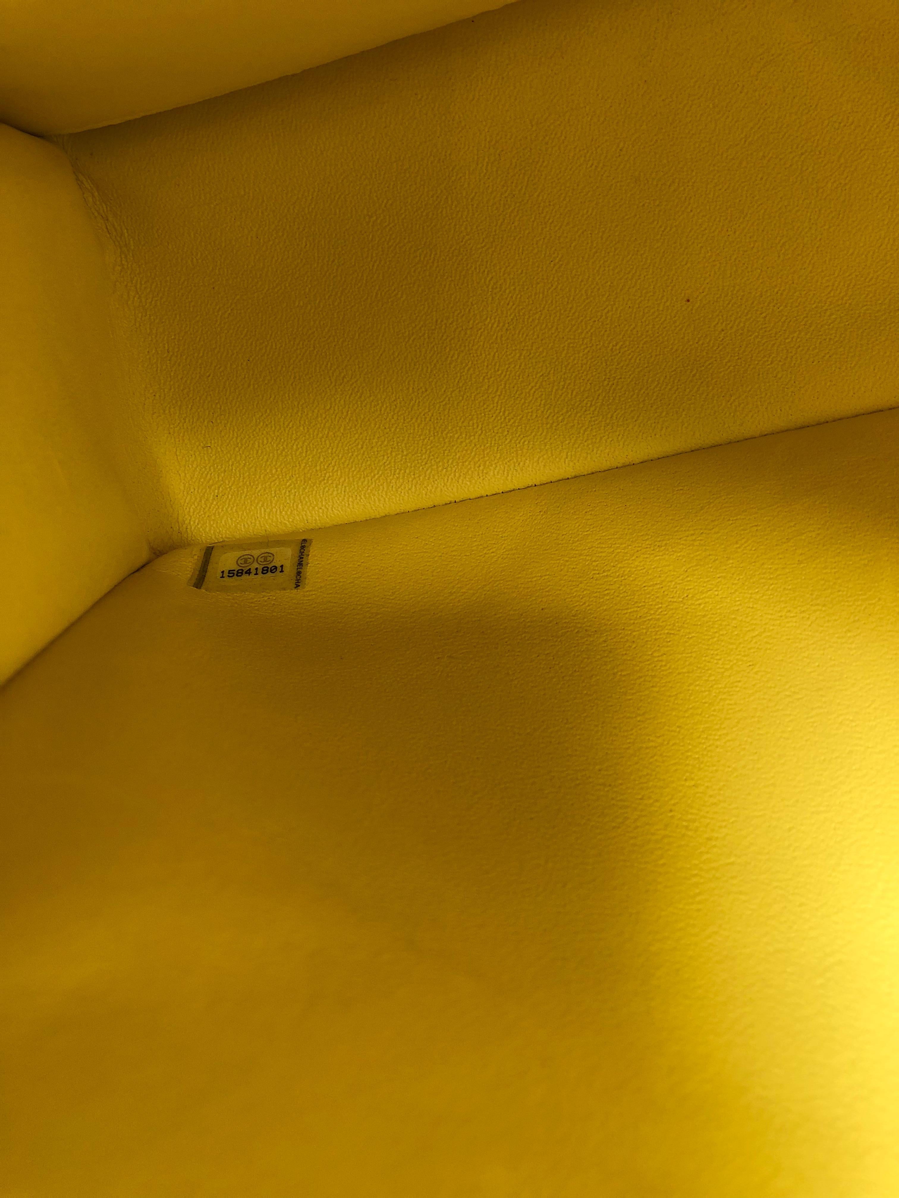 Chanel Yellow Maxi Double Flap Lambskin Bag 8