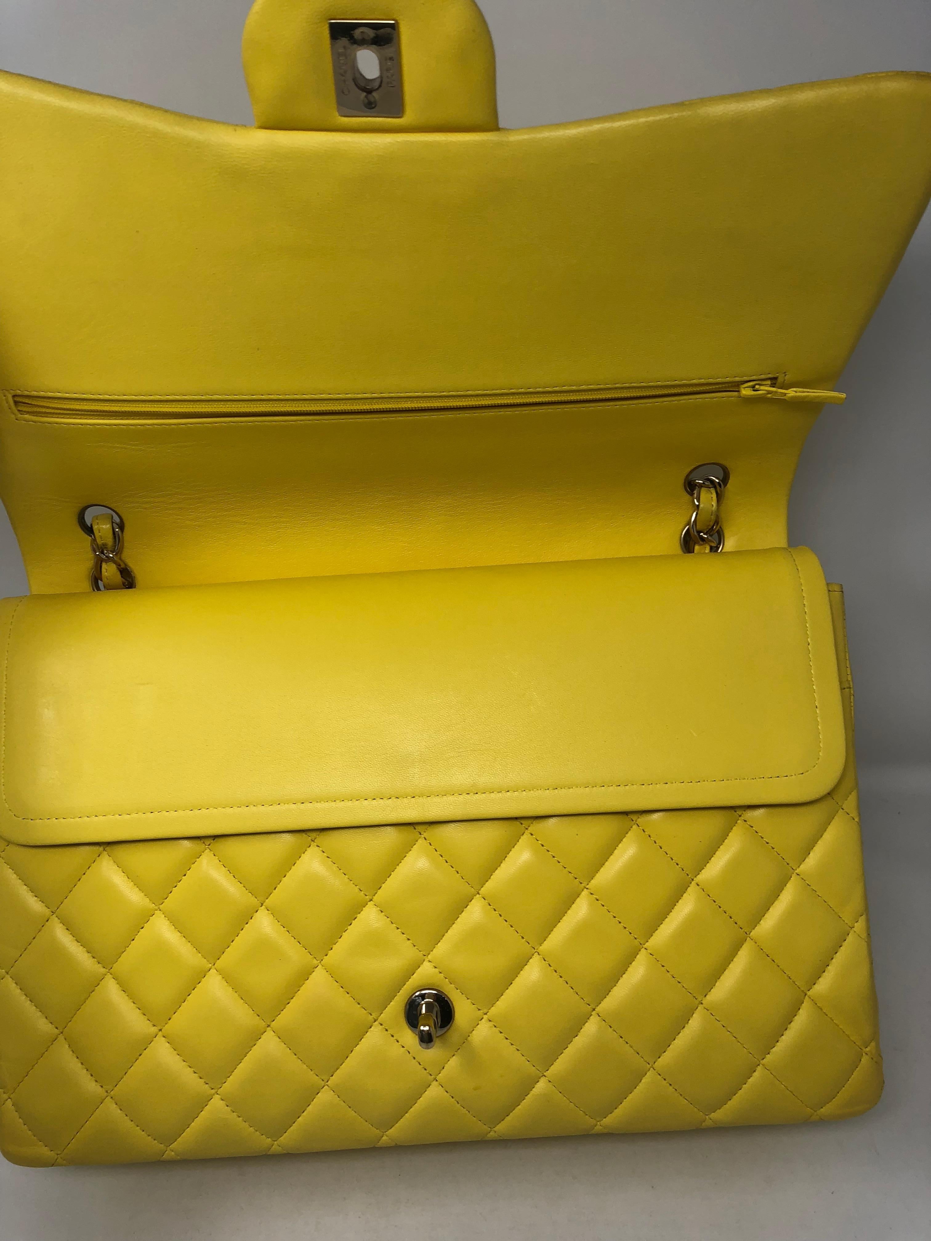 Chanel Yellow Maxi Double Flap Lambskin Bag 5