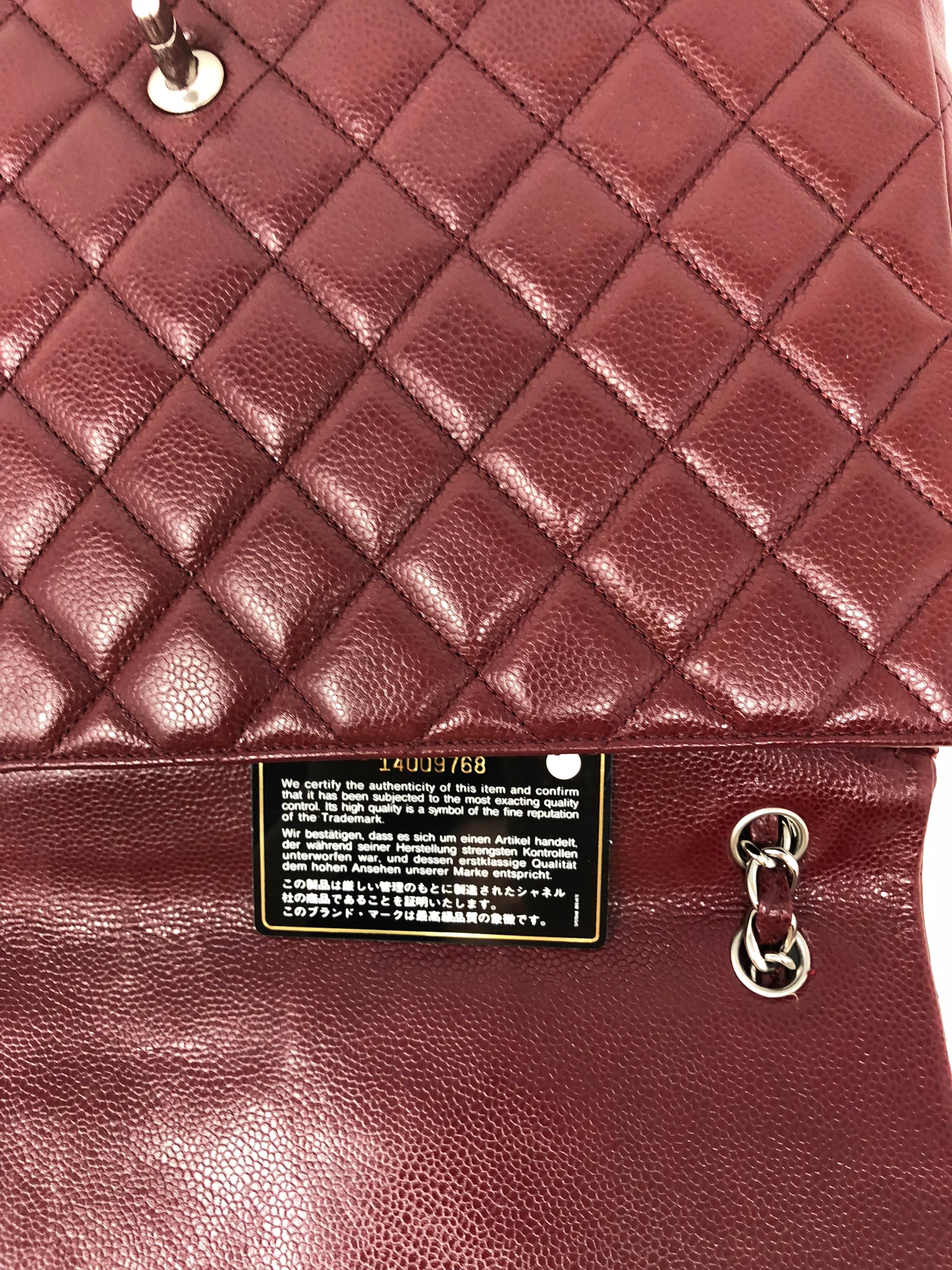 Chanel Burgundy Caviar Leather Maxi 6