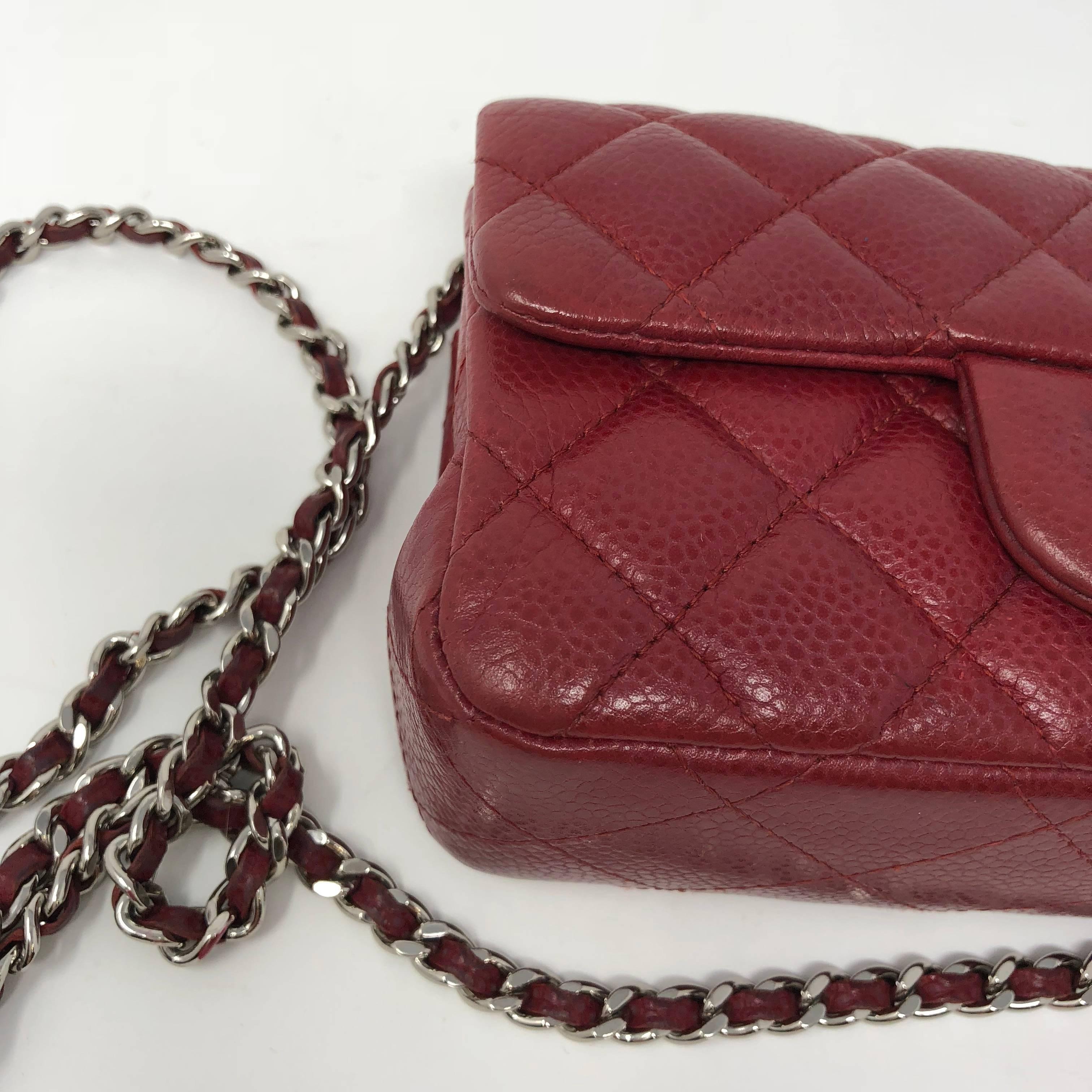 Red Chanel Mini Mini Leather Crossbody Bag In New Condition In Athens, GA