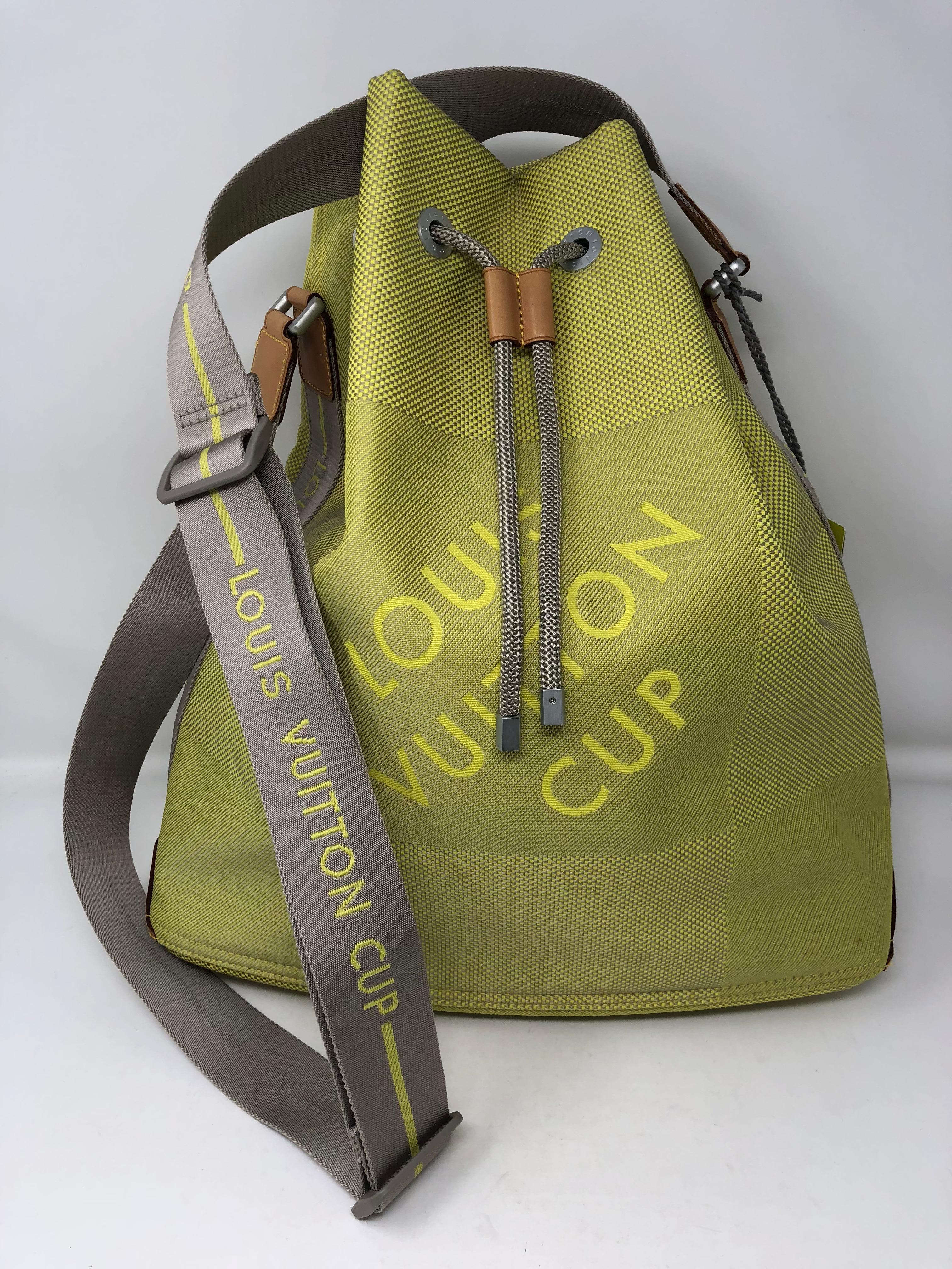 Louis Vuitton Cup Lime Green Damier Geant Noe Bag In New Condition In Athens, GA