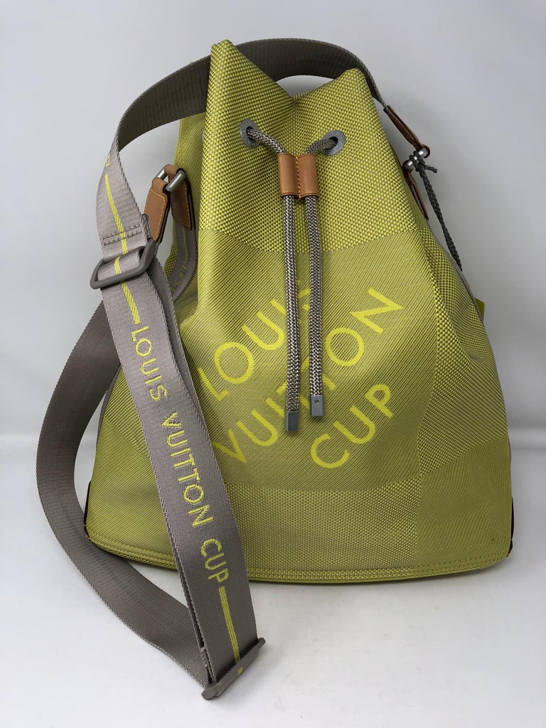 Louis Vuitton Cup Lime Green Damier Geant Noe Bag at 1stdibs