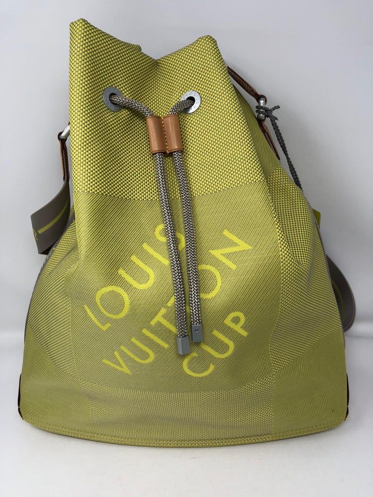 Louis Vuitton Cup Lime Green Damier Geant Noe Bag at 1stdibs