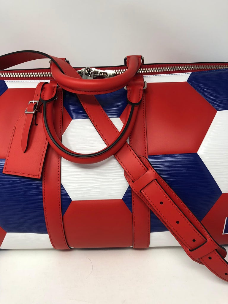 Louis Vuitton - FIFA World Cup Red & White Leather Keepall Bandouliere 50