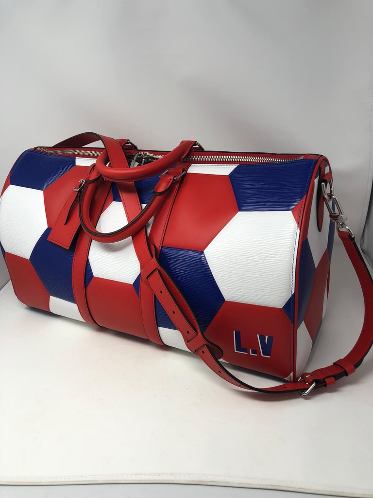 FIFA World Cup Red & White Leather Keepall Bandouliere 50