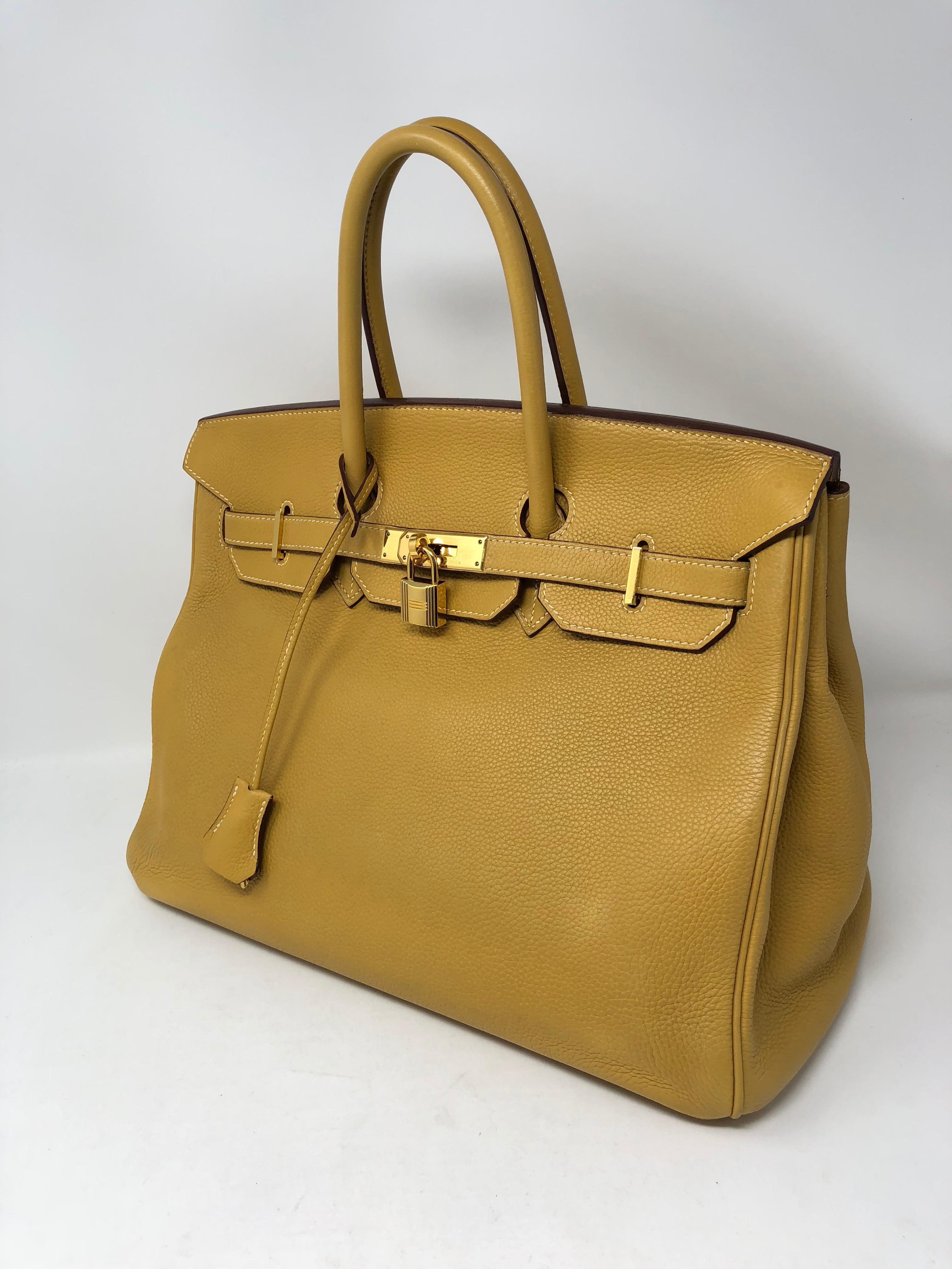Hermes Curry Yellow Birkin 35 In Good Condition In Athens, GA