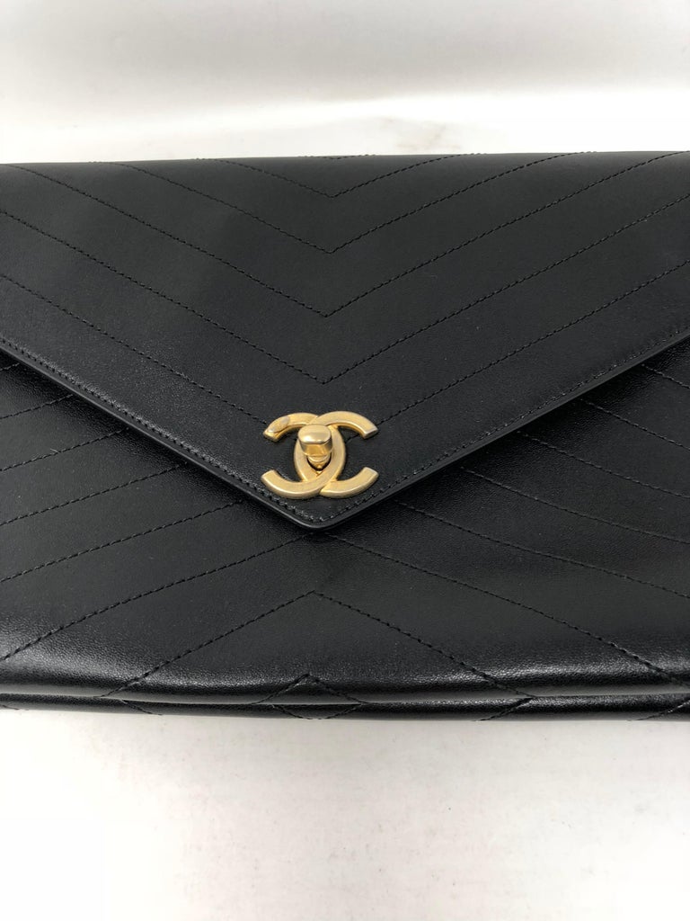 Chanel Black Envelope Chevron Clutch at 1stDibs chanel chevron clutch