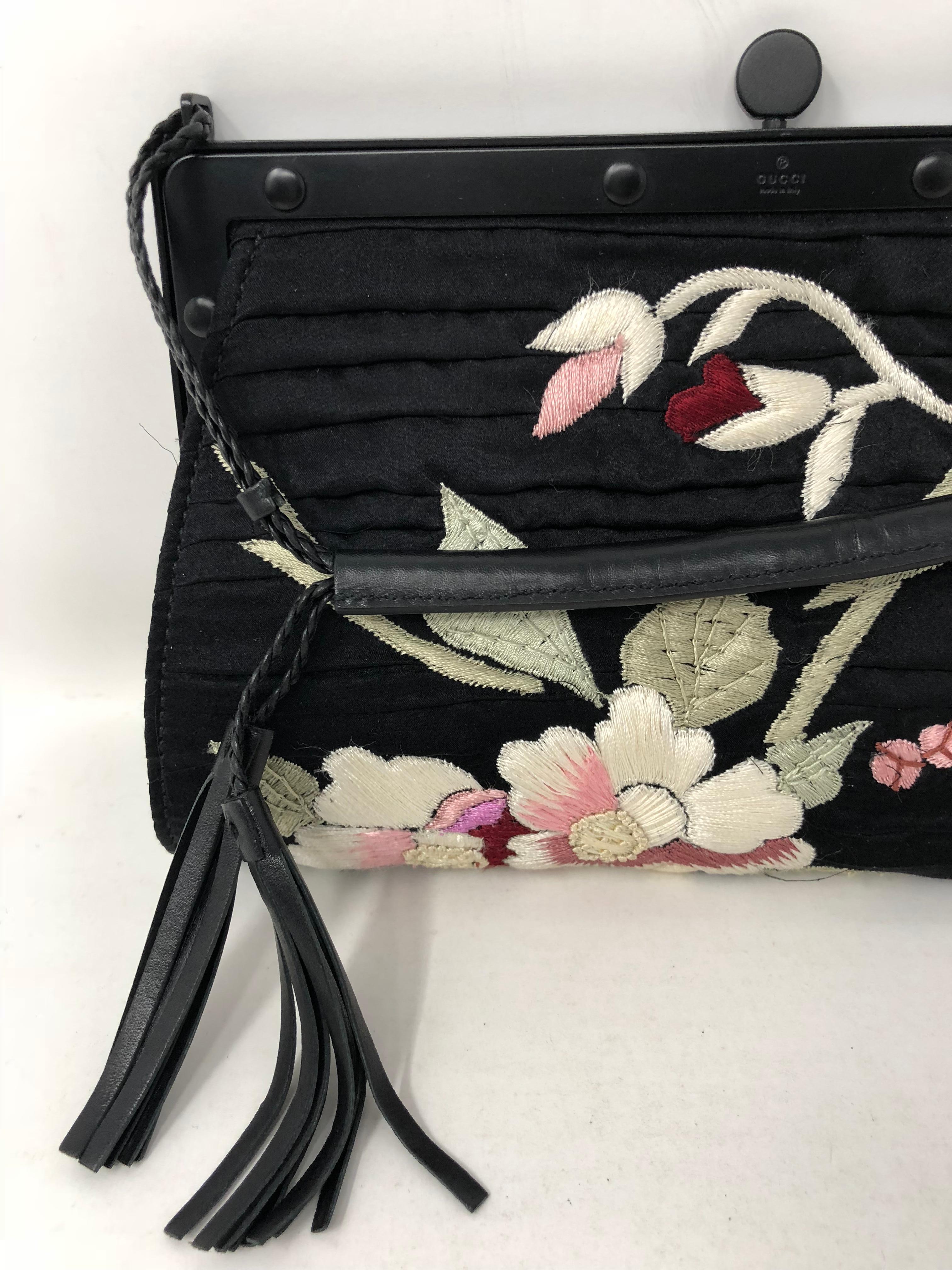 Black Gucci embroidered Evening Bag