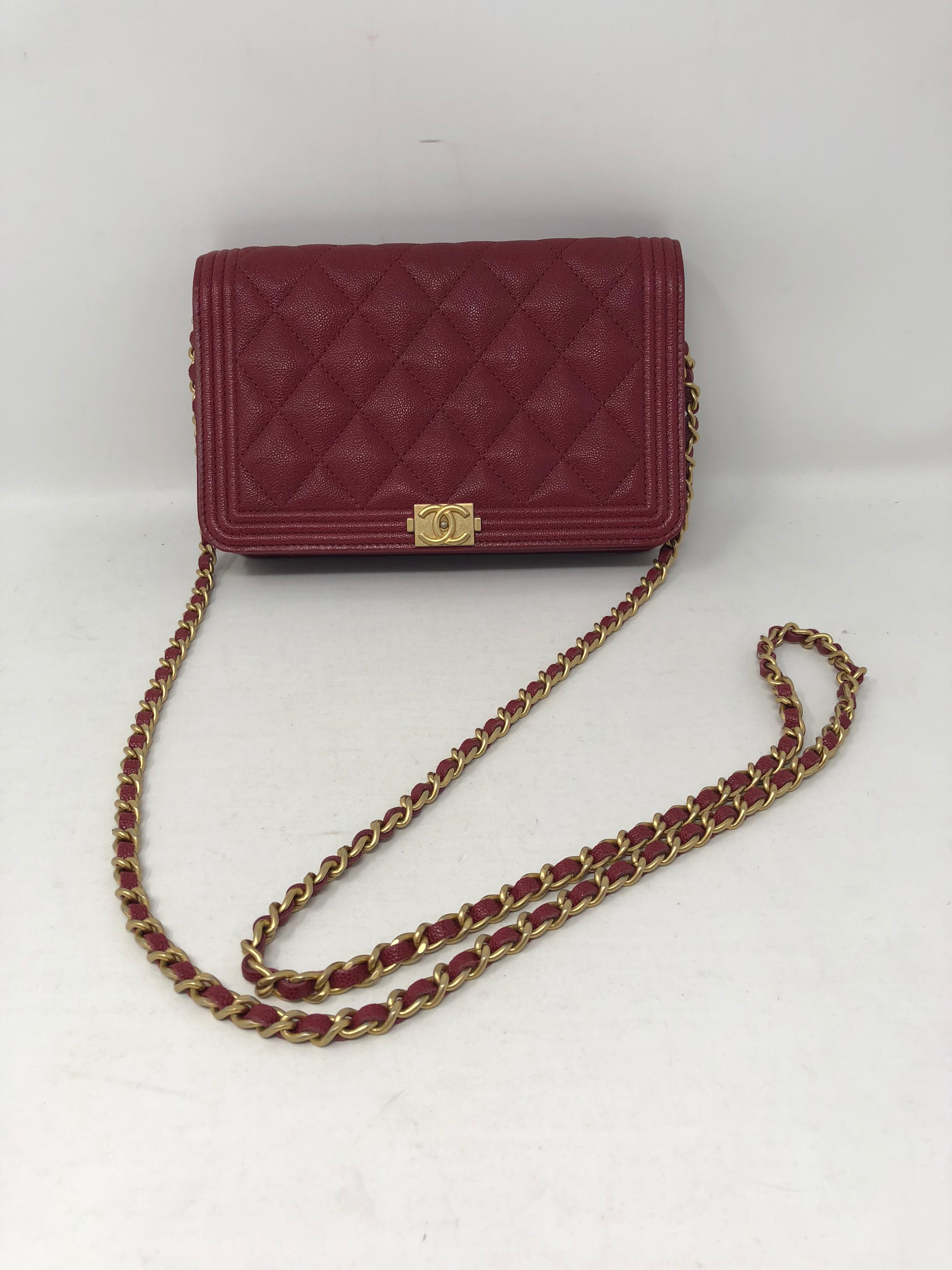 Chanel Red WOC Caviar Crossbody  In New Condition In Athens, GA