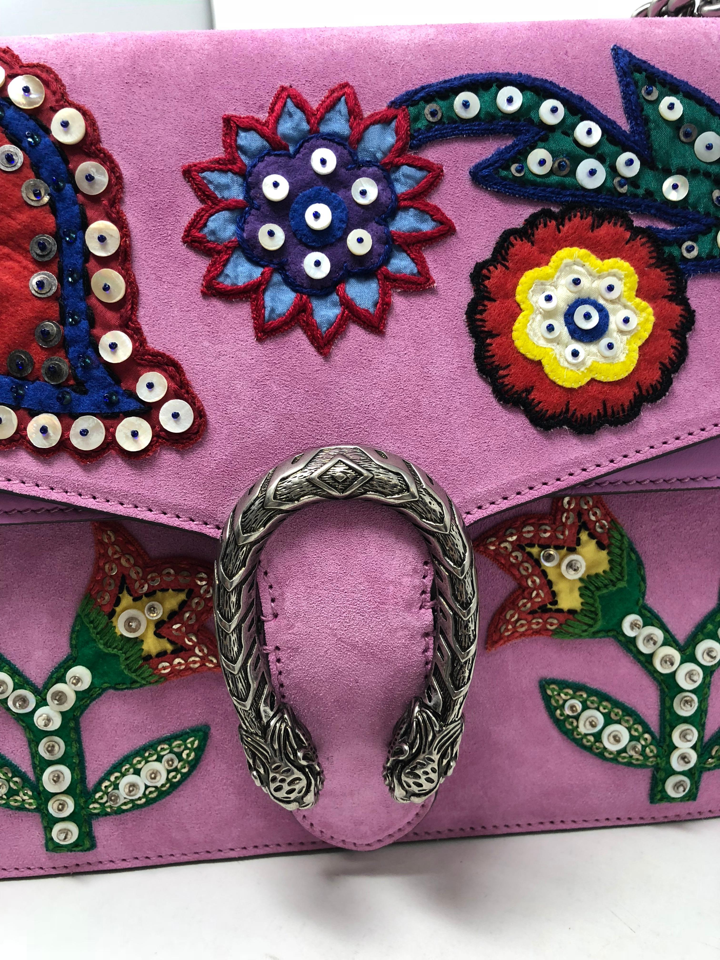 Gucci Dionysus Medium Beaded Heart and Flowers Pink Shoulder Bag  6