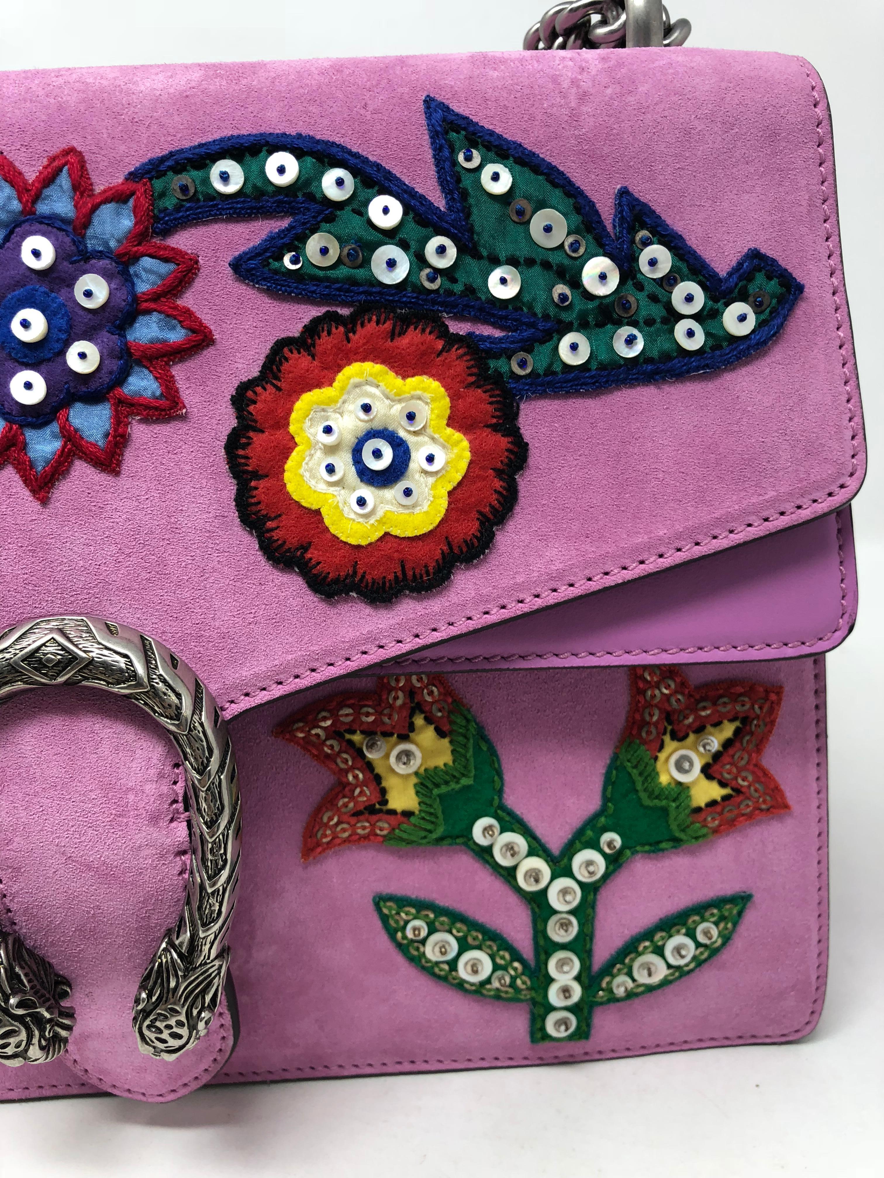 Gucci Dionysus Medium Beaded Heart and Flowers Pink Shoulder Bag  8