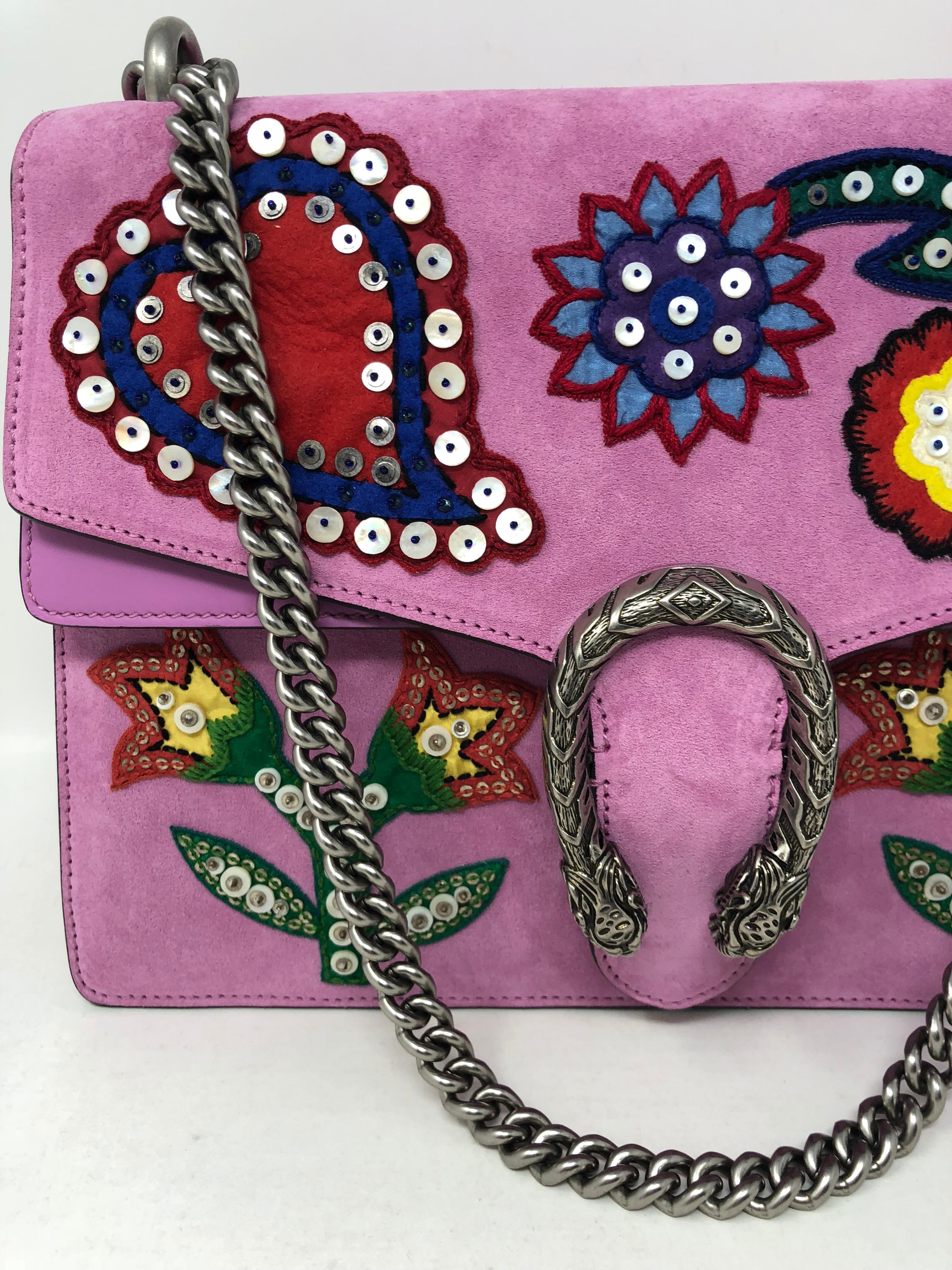 Gucci Dionysus Medium Beaded Heart and Flowers Pink Shoulder Bag  7