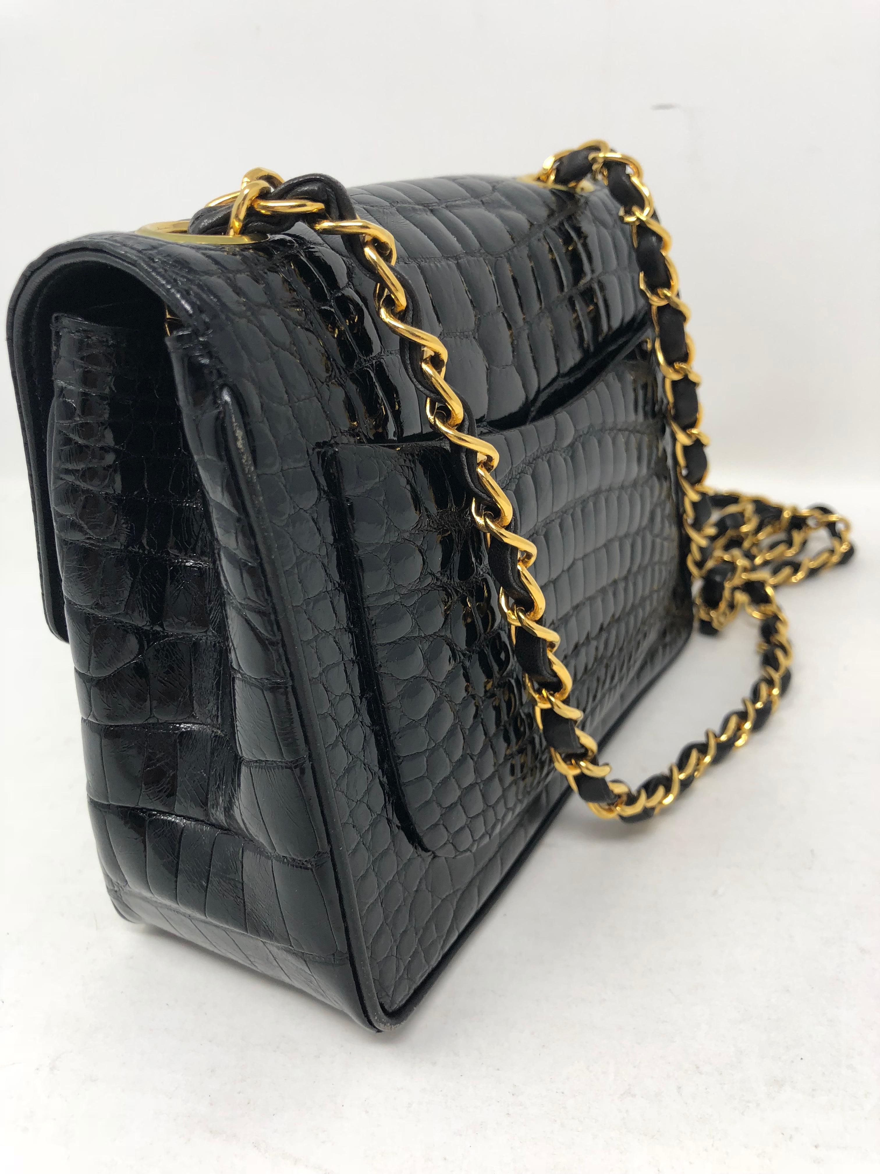 Chanel Schwarz Krokodil Vintage Mini Tasche 1