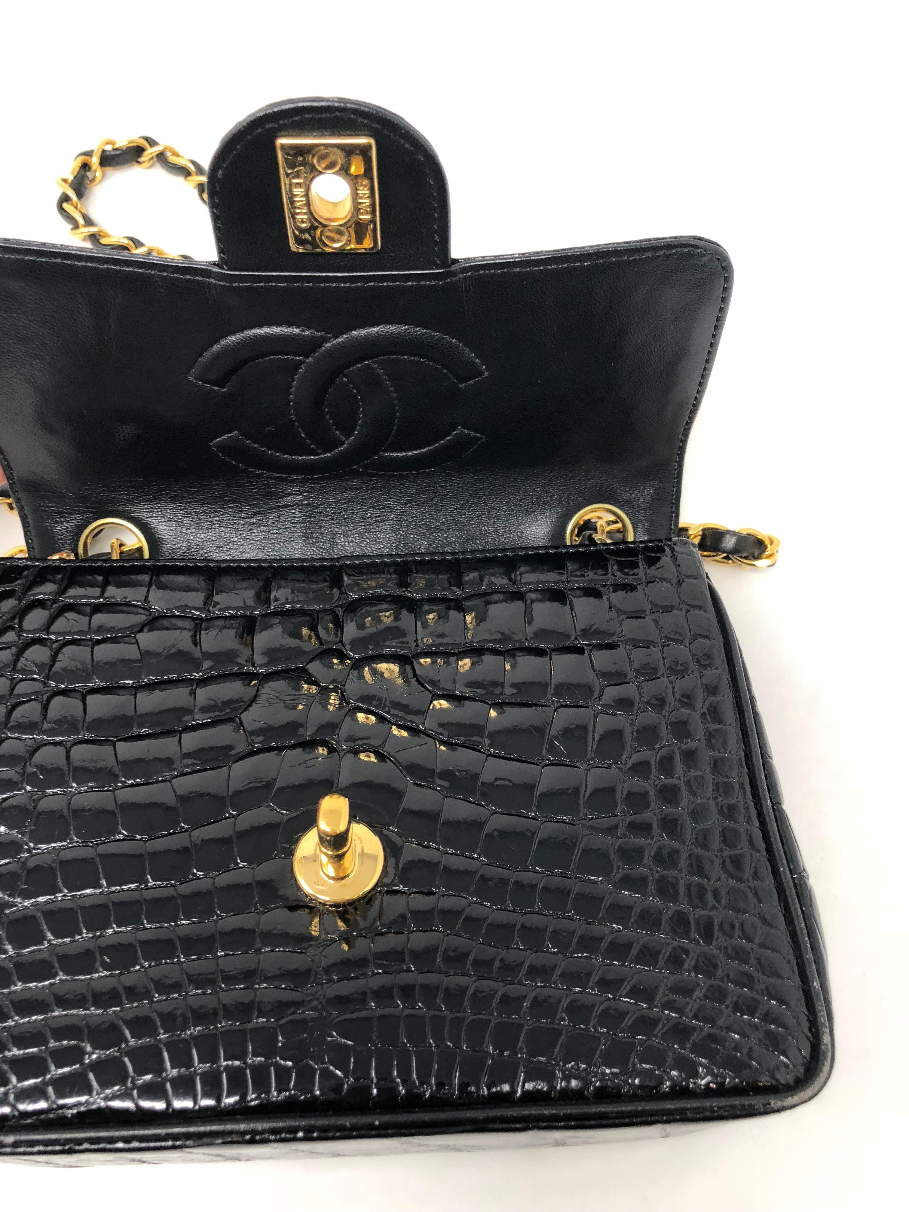 Chanel Black Crocodile Vintage Mini Bag  11