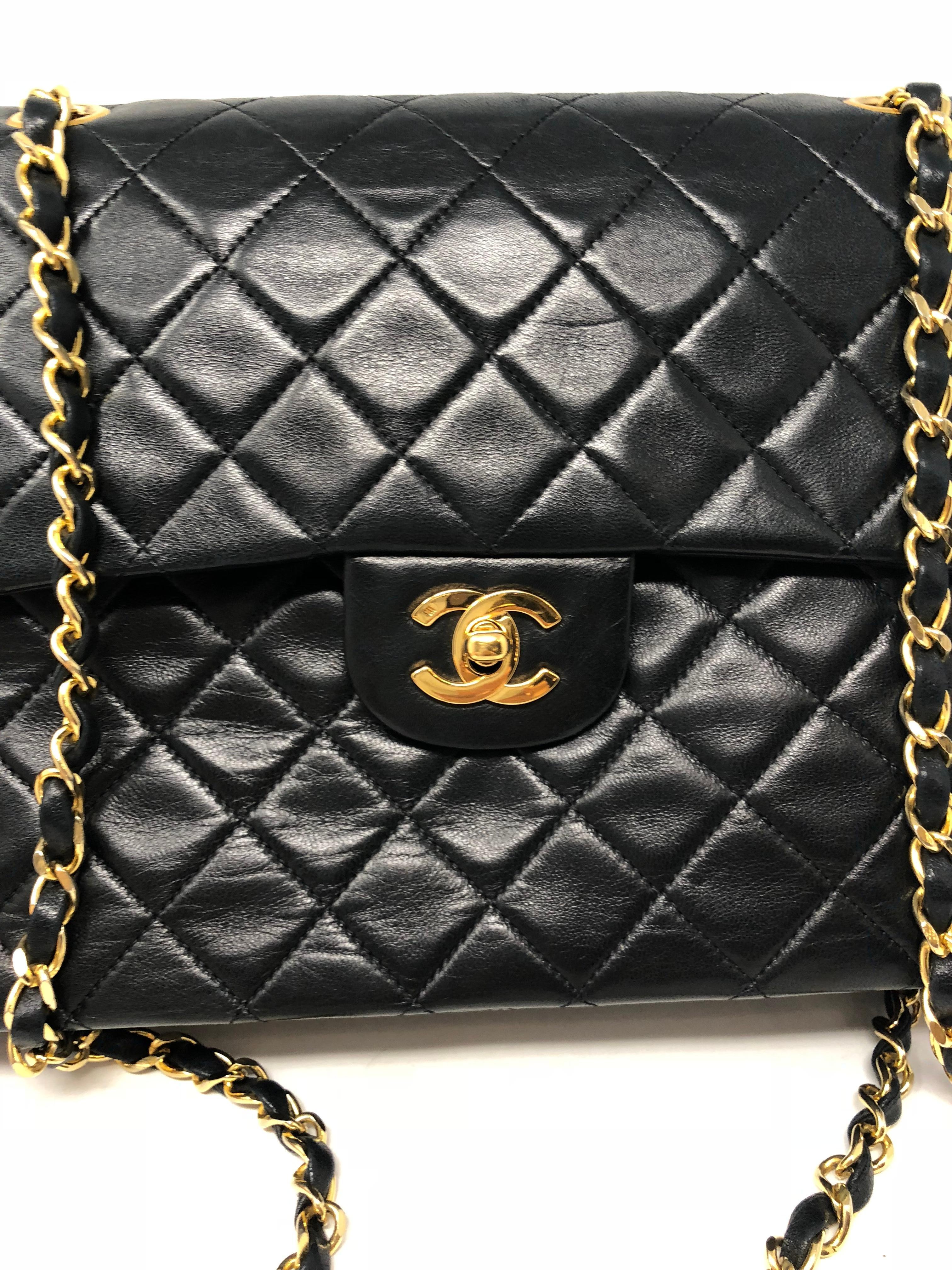 Chanel Black Vintage Square Classic Double Flap Medium Bag  7