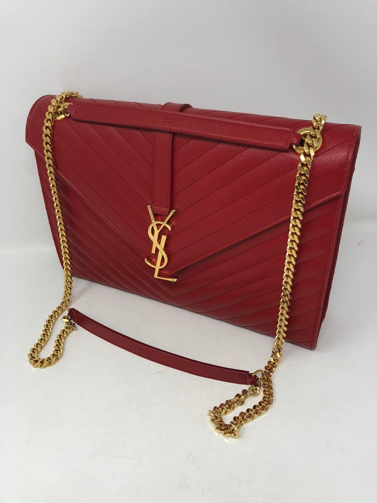 YSL Red Leather Large Matelasse Chain Shoulder Bag at 1stDibs ysl red