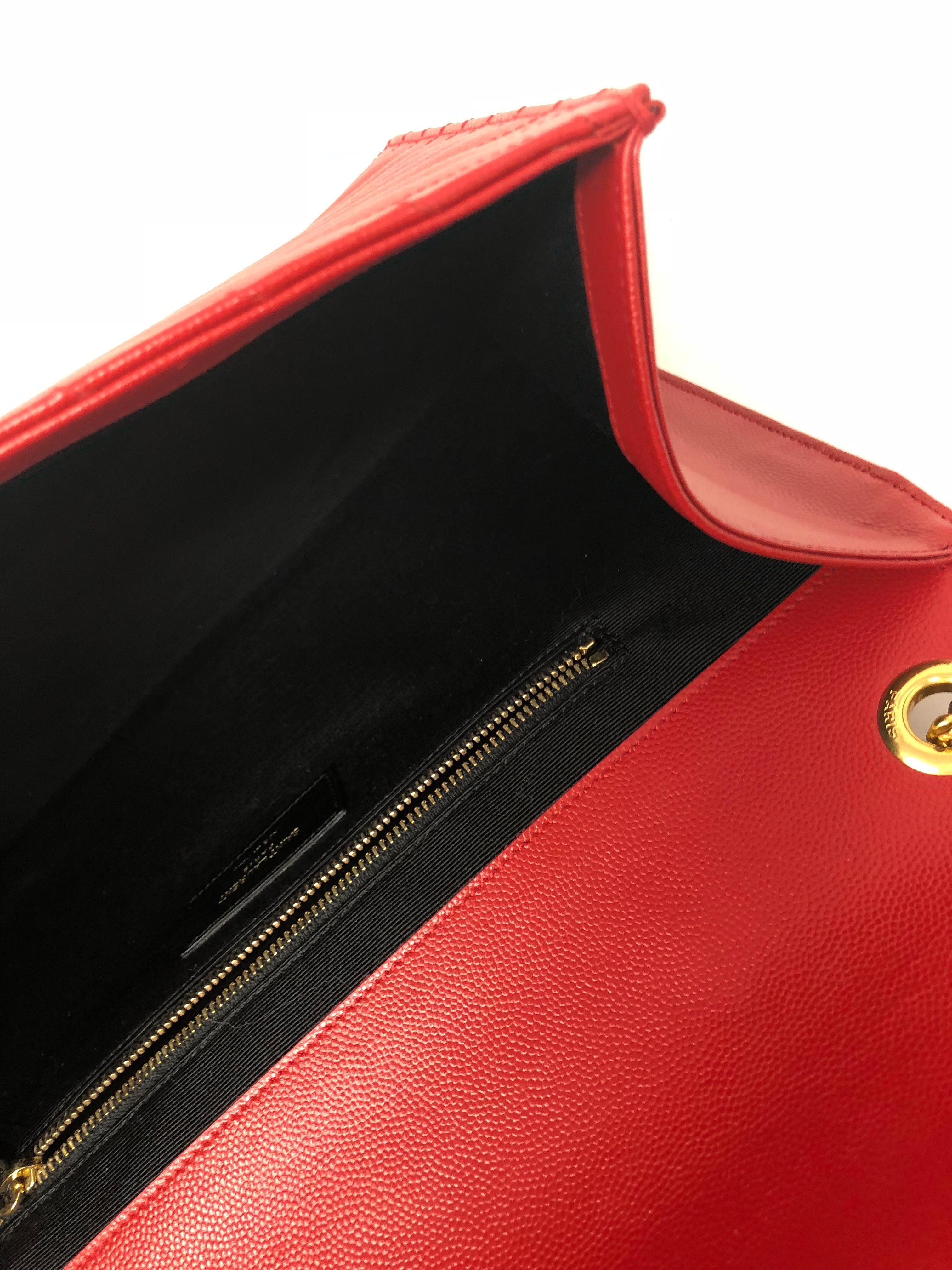 Women's or Men's YSL Red Leather Large Matelasse Chain Shoulder Bag