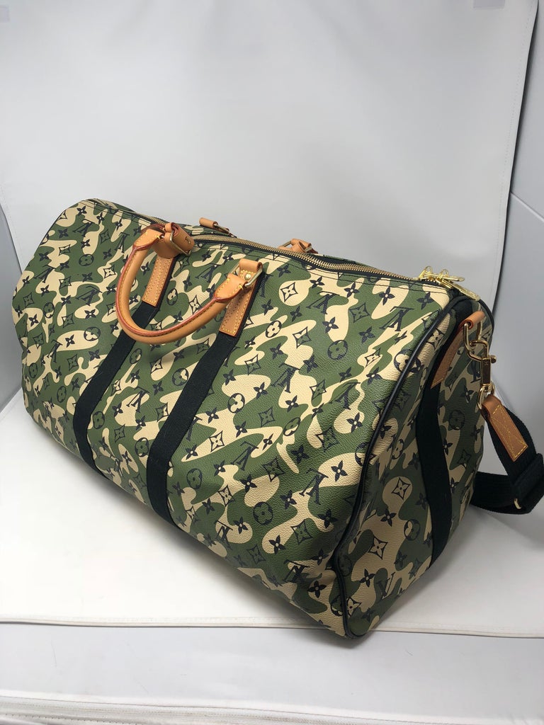 Green, Beige, and Black Monogramouflage Coated Canvas Keepall 55  Bandoulière Gold Hardware, 2008, Handbags & Accessories, The New York  Collection, 2021