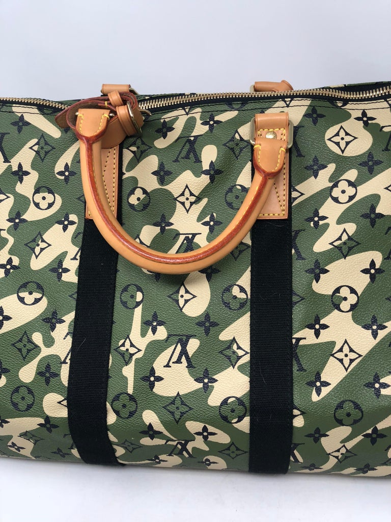 Green, Beige, and Black Monogramouflage Coated Canvas Keepall 55  Bandoulière Gold Hardware, 2008, Handbags & Accessories, The New York  Collection, 2021