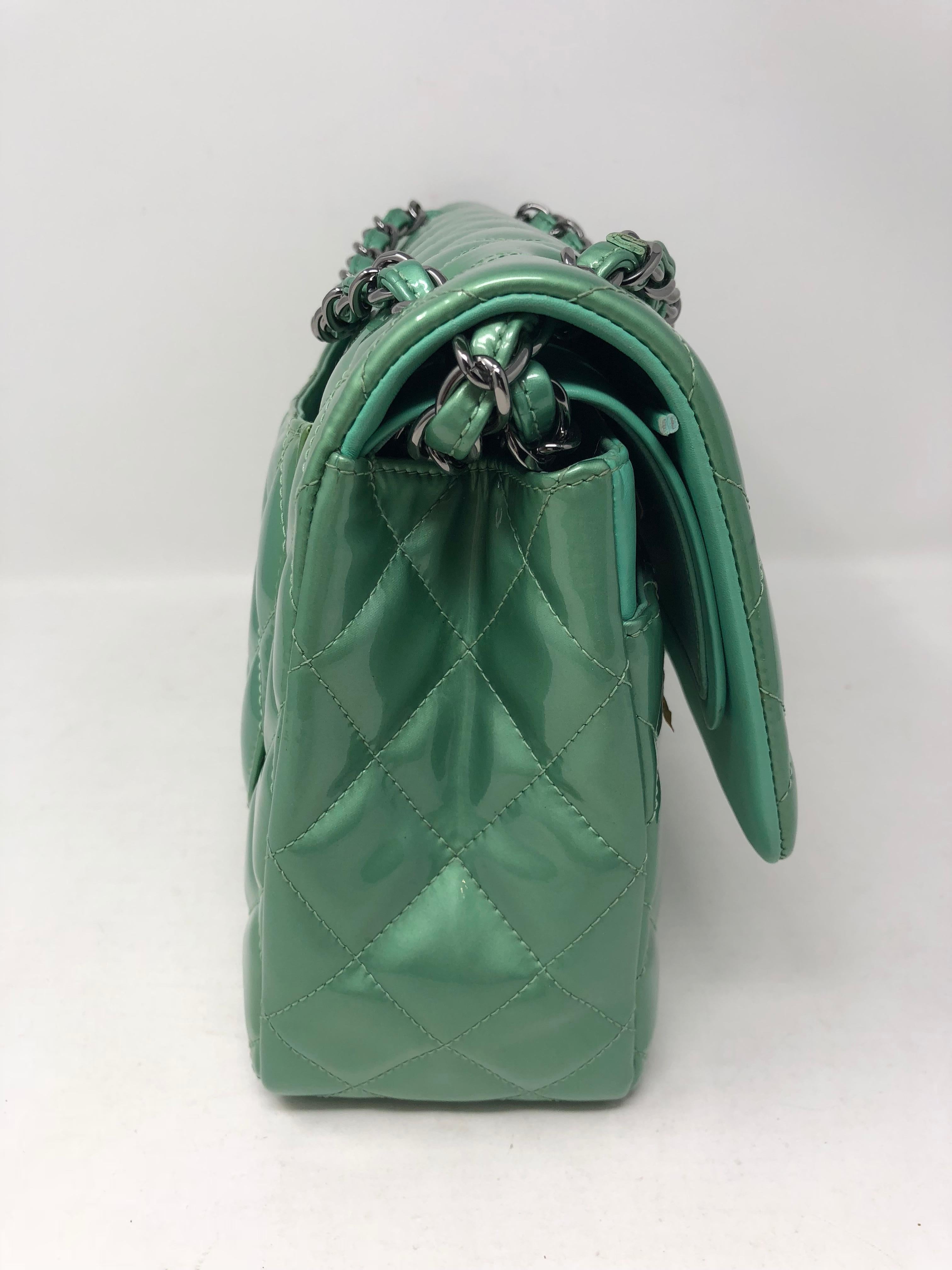 Chanel Green Menthe Patent Jumbo double flap bag 3