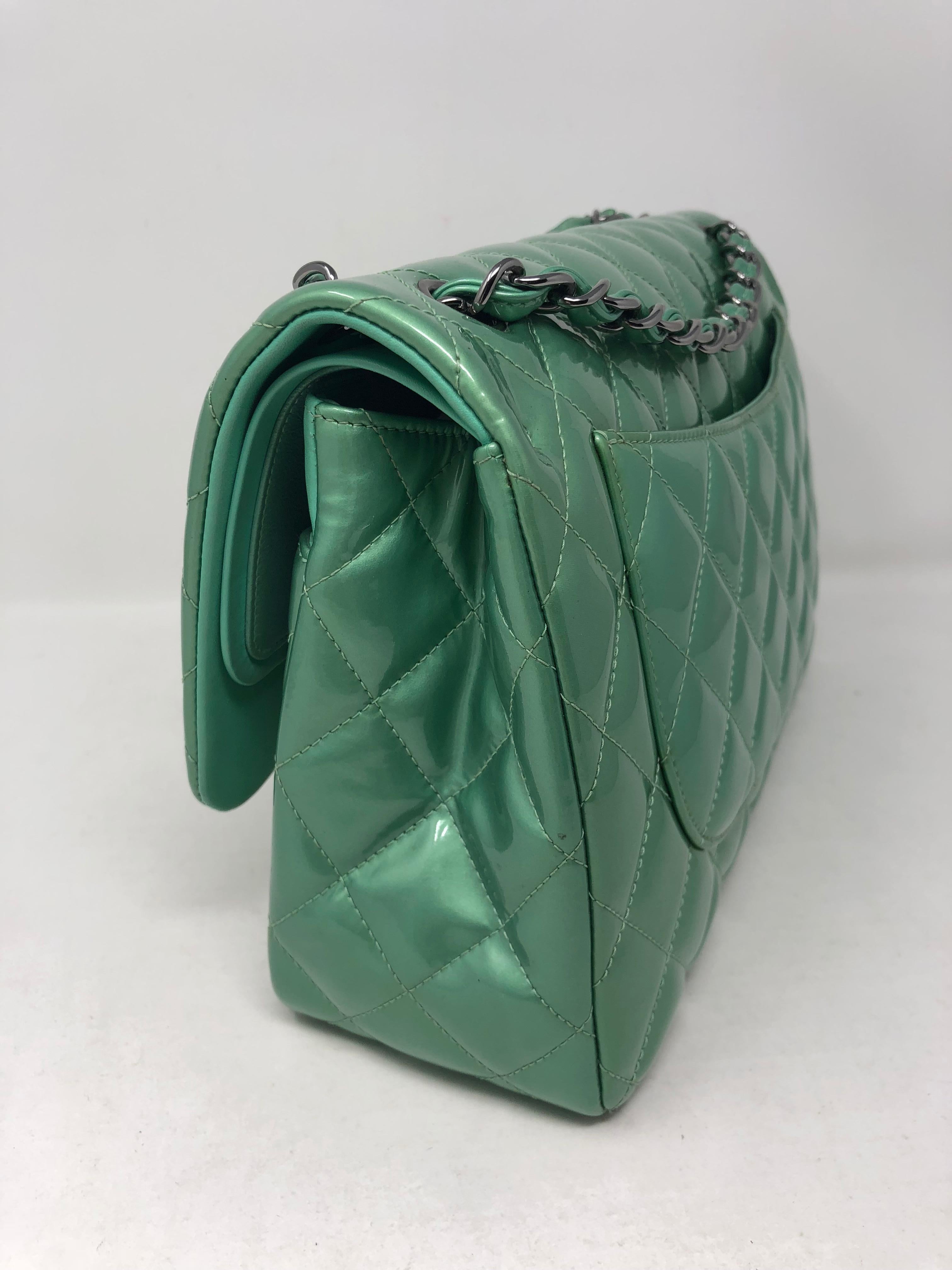 Chanel Green Menthe Patent Jumbo double flap bag 4
