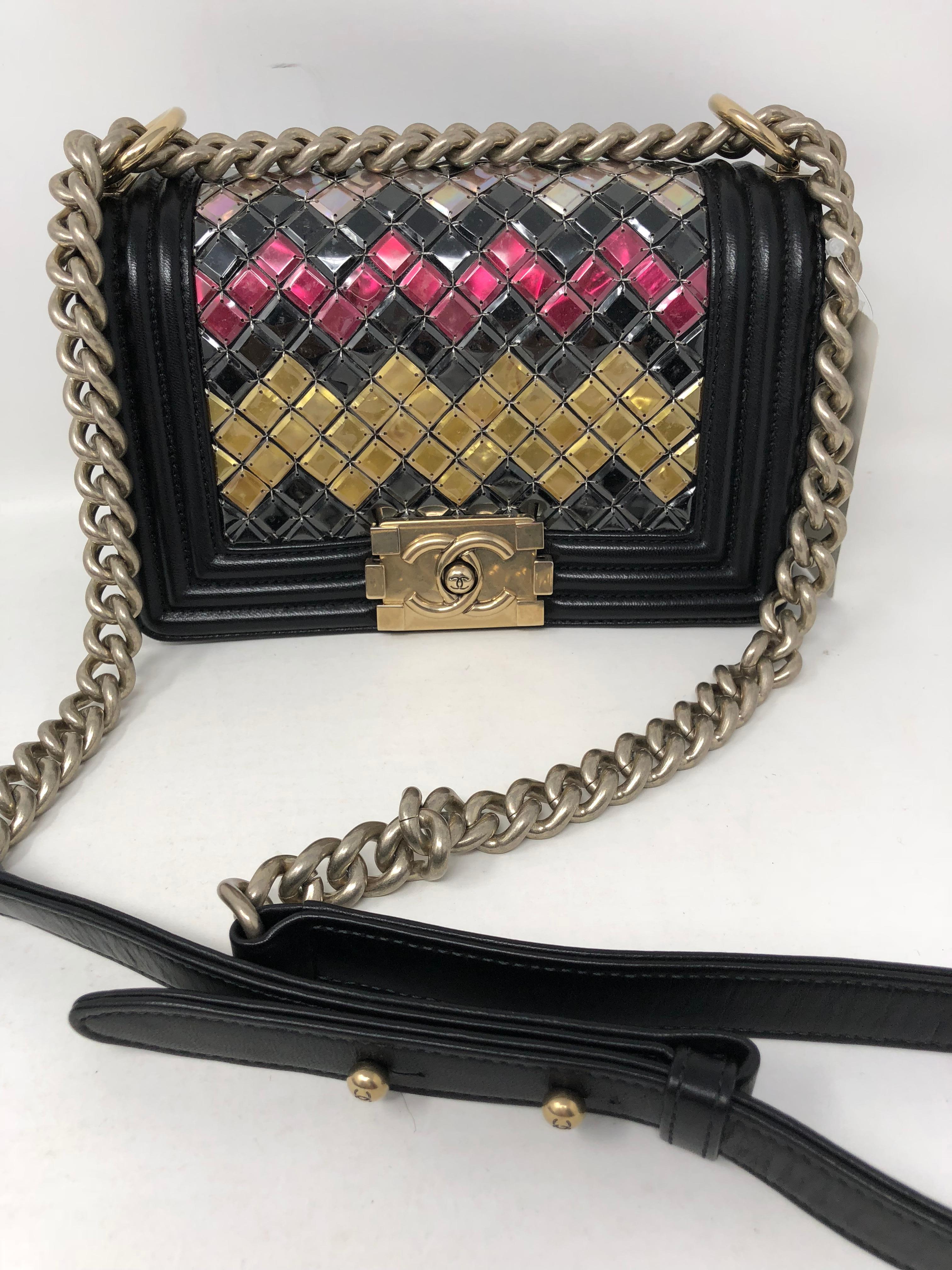 Chanel Black Multi Sequins Boy Bag  In New Condition In Athens, GA