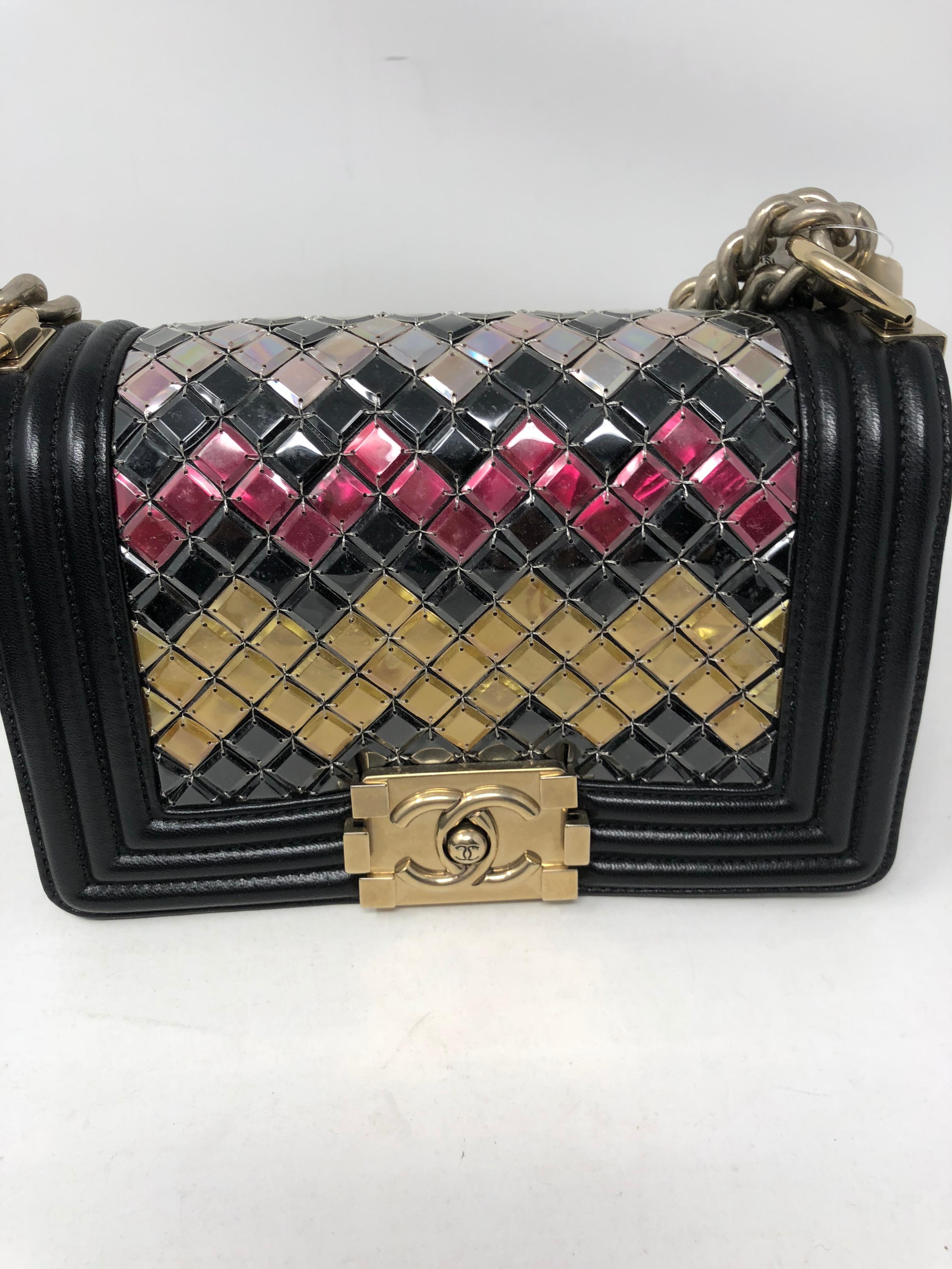 Chanel Black Multi Sequins Boy Bag  9