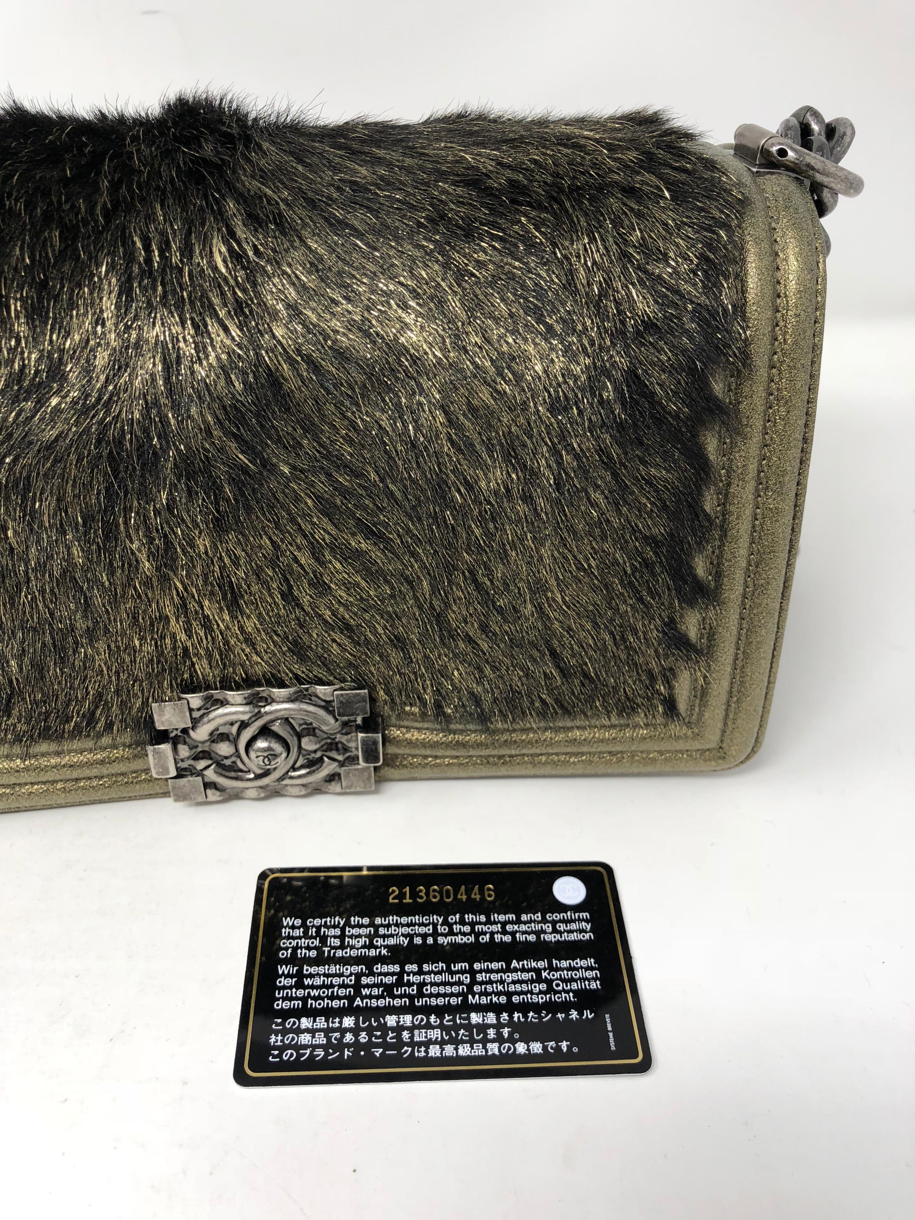 Chanel Gold Boy Flapbag Fur 5