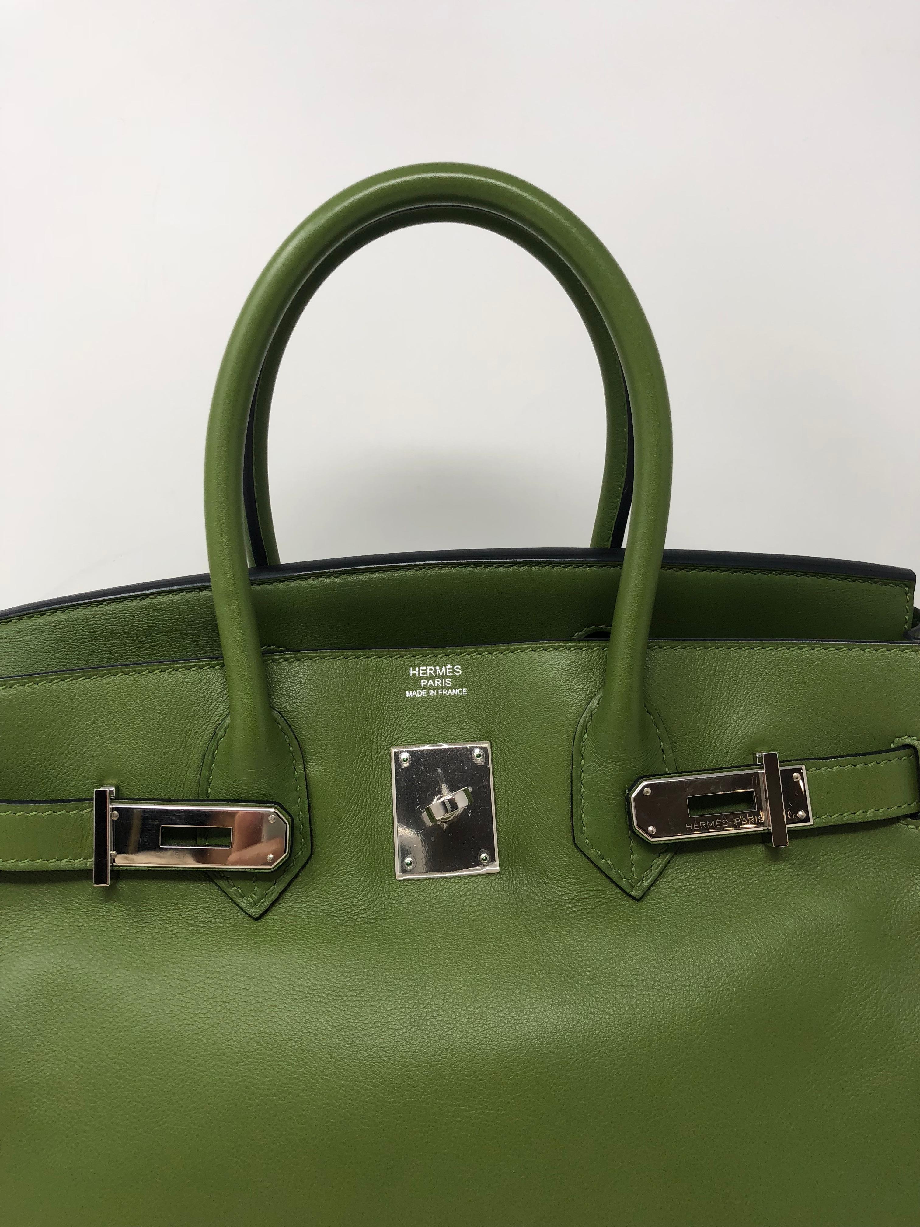 Brown Hermes Pelouse Green Birkin 30 Bag